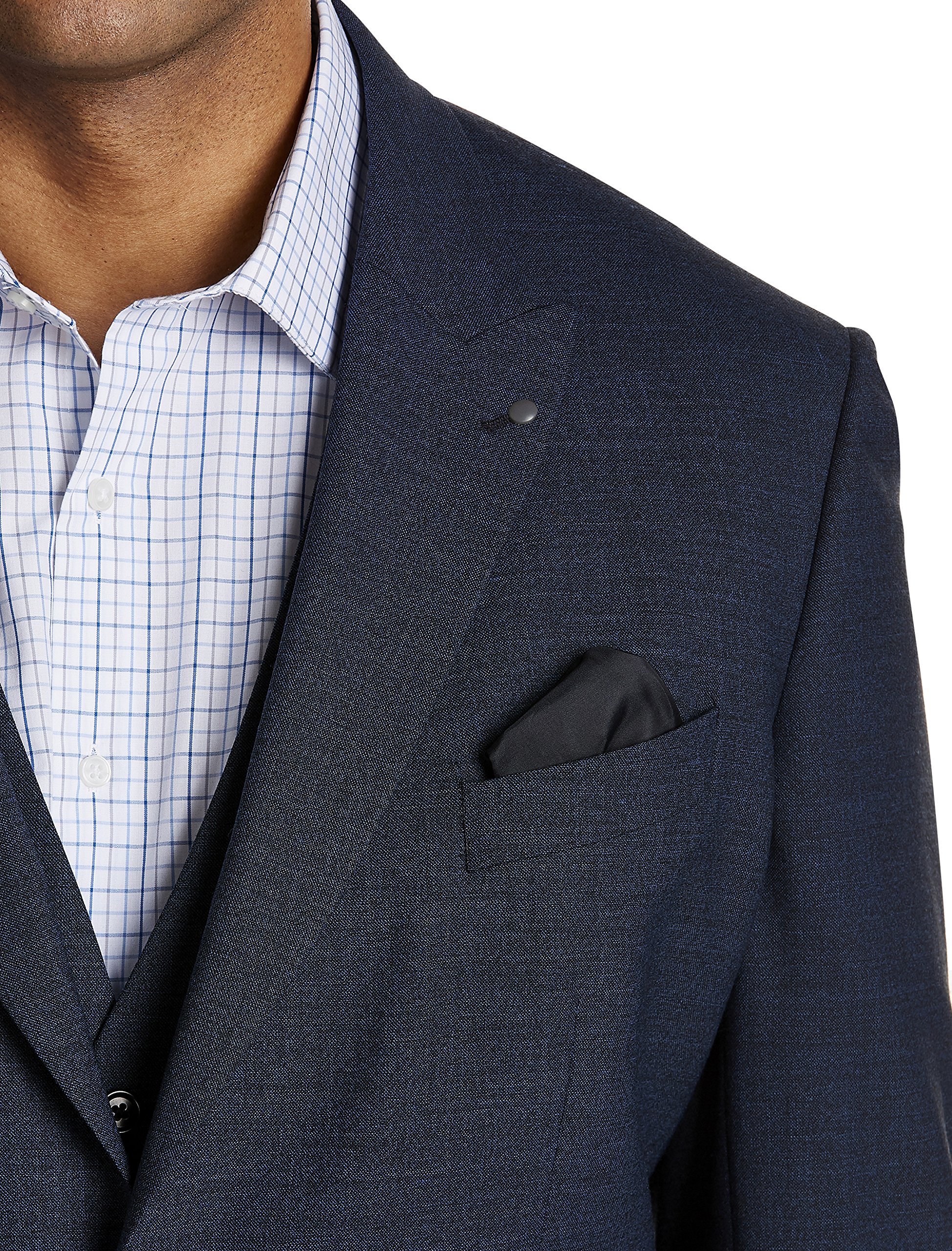 Synrgy by DXL Big & Tall Relaxer Performance Melange Suit Jacket for Men - Comfortable Blue Blazer for Office, Business Meetings & Formal Occasions