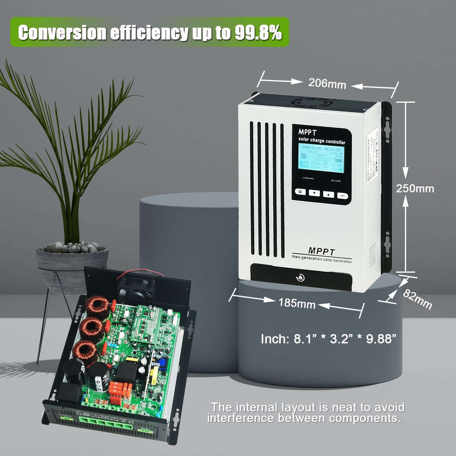 96V 65A MPPT Solar Charge Controller - 48V 60V 72V Auto Wake Up for Dead Batteries - 6600W 180V PV Input - Compatible with Sealed, Gel, AGM, Flooded & Lithium Batteries - Perfect for Off-Grid Solar Systems, RV, Marine & Home Backup Power