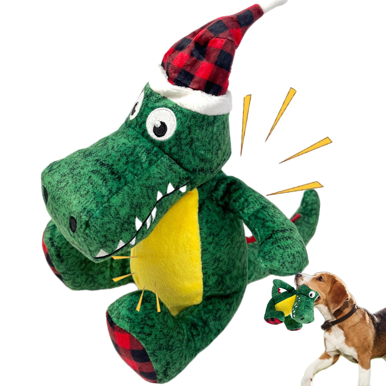 Christmas Dog Squeaky Toys - Xmas Interactive Durable Plush Chew Toys for Puppy, Small, Medium & Large Dogs | Training, Boredom Relief & Enrichment | Crocodile Design for Playtime & Holiday Fun