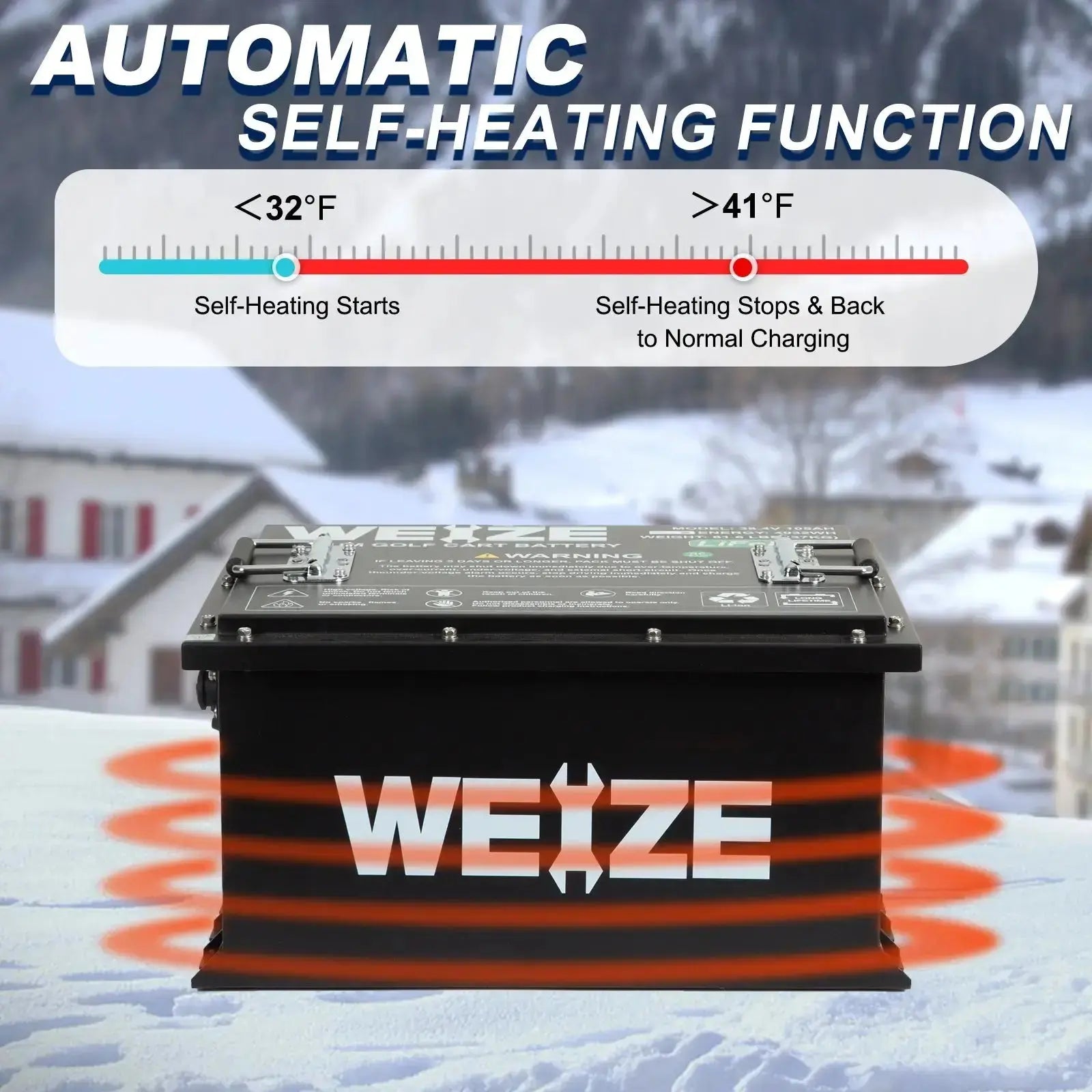 WEIZE Premium 36V 105AH Bluetooth Lithium LiFePO4 Battery for Club Car Golf Carts - Long-Lasting Power for Golf Carts, Electric Vehicles & Off-Grid Applications