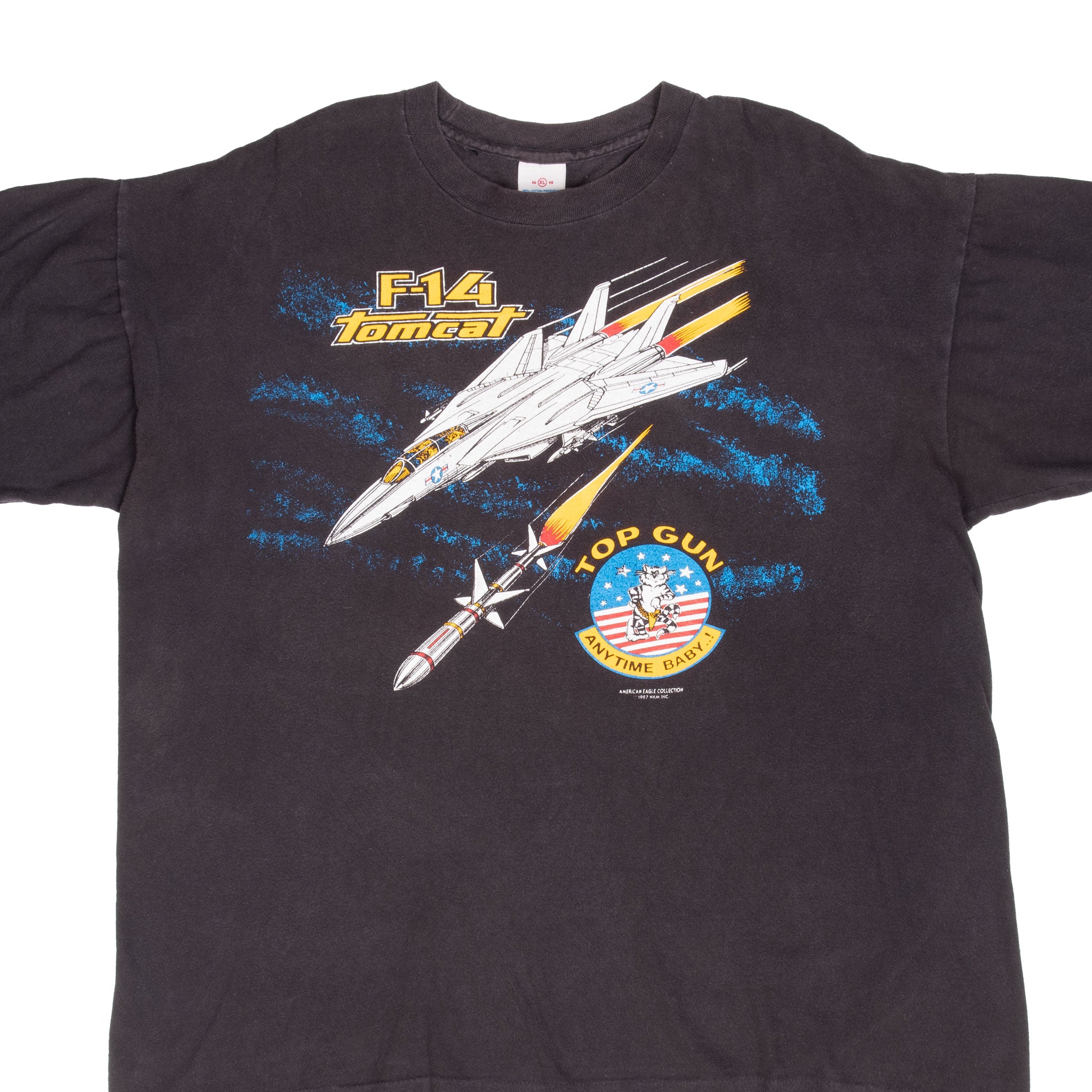 Vintage US Navy Top Gun F14 Tomcat 1987 T-Shirt XL - Made in USA - Military Apparel for Aviation Enthusiasts & Movie Fans