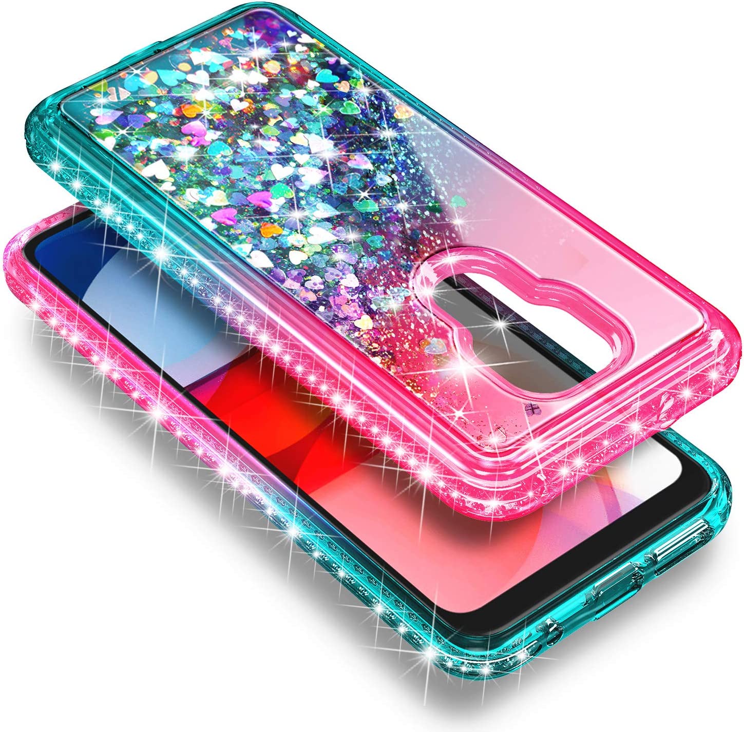 Motorola Moto G Play Tempered Glass Screen Protector & Cute Pink/Aqua Phone Case - Shatterproof HD Clear Screen Guard & Protective Cover for Girls - Perfect for School, Work, and Everyday Use