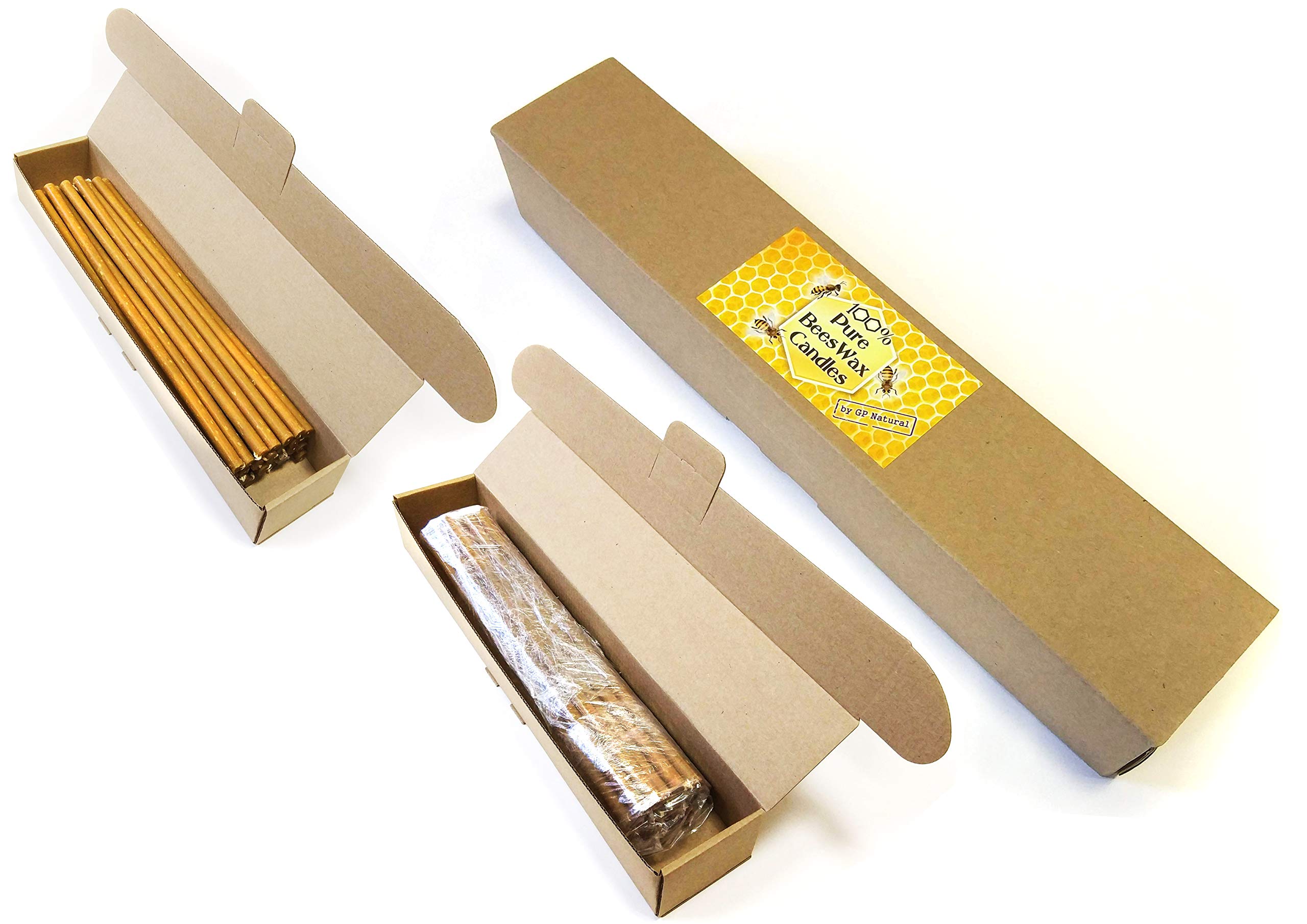 Pure Organic Beeswax Candles - Natural Honey Scented Eco-Friendly Candles with Cotton Wicks (Dripless, Smokeless, Non-Taper, 12 Inch/30cm) - 25pc Gift Box Set for Home Decor, Aromatherapy, Meditation & Romantic Ambiance