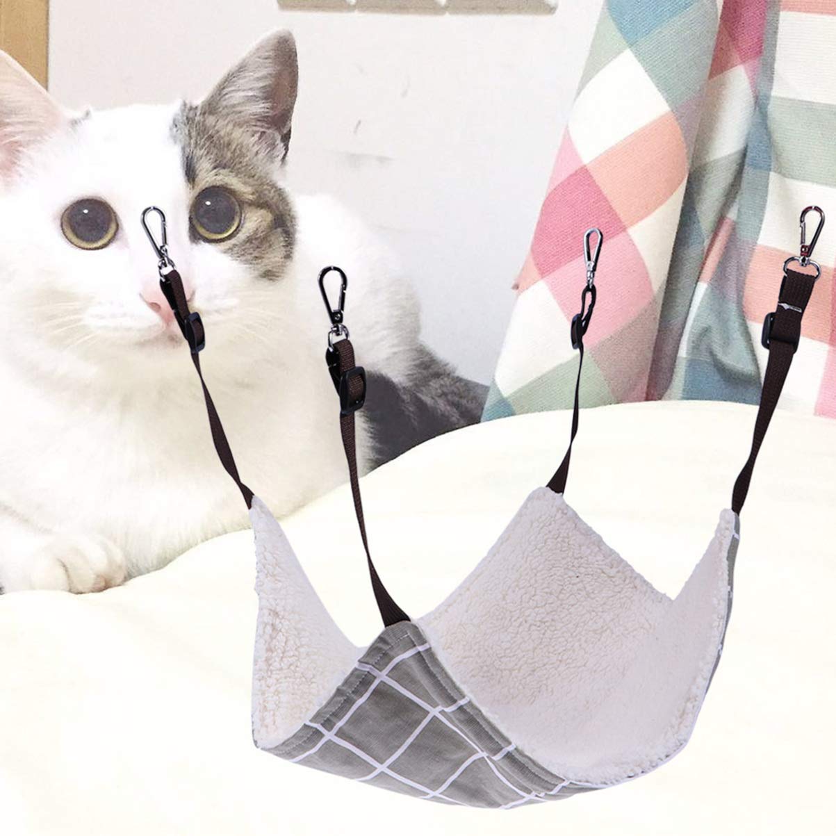 POPETPOP Cat Hammock Bed - Hanging Pet Bed for Cats, Cozy Cage Hammock with Cushion - Perfect for Indoor Cats, Lounging & Relaxing in Windows or Cat Trees