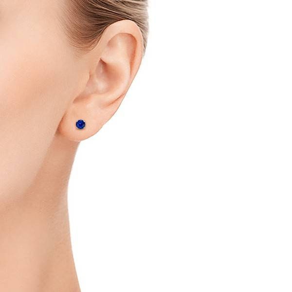 Genuine 2mm & 5mm Round Blue Sapphire Stud Earrings in Solid Sterling Silver or 14kt Gold - Tiny & Elegant Fine Jewelry for Everyday Wear, Gifts & Special Occasions