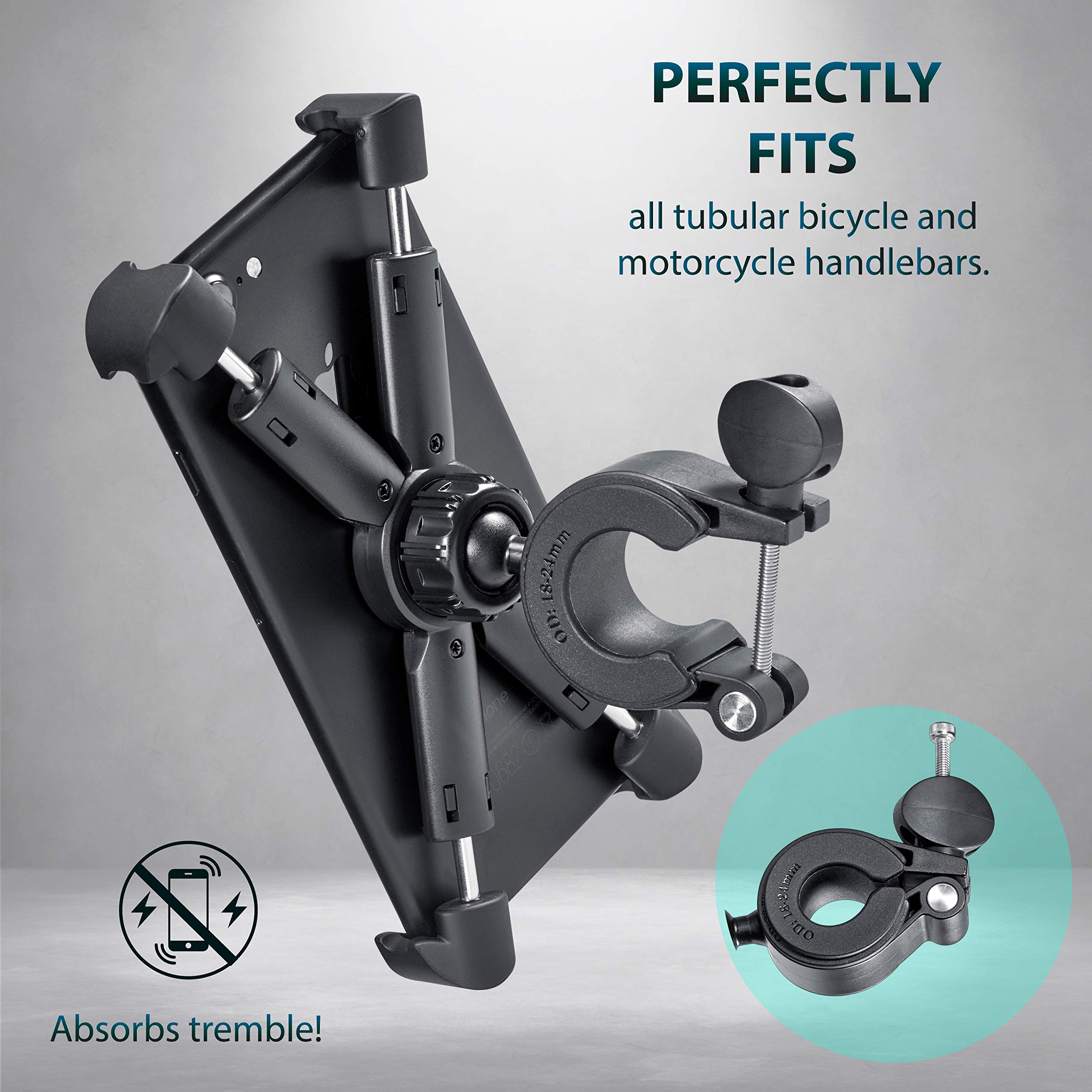 Universal Motorcycle Bike Scooter Phone Mount - Adjustable Handlebar Smartphone Holder Compatible with iPhone 14, Galaxy S22 & All Phones - Perfect for Cycling, Commuting & Outdoor Adventures