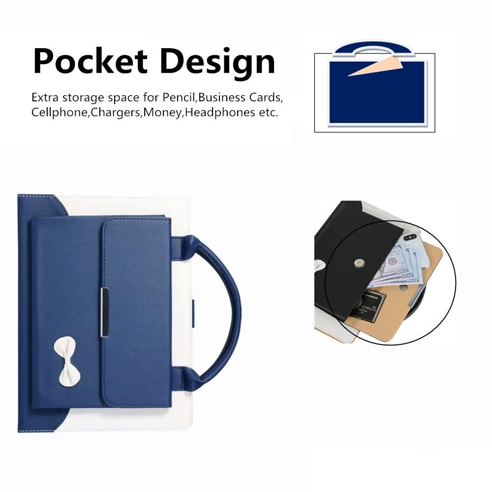 Stylish Leather iPad Case for 9th/8th/7th Gen & 10.2-Inch iPad/Air/Pro - Slim Stand Cover with Handbag Design in Blue | Perfect for Work, Travel & Home Use