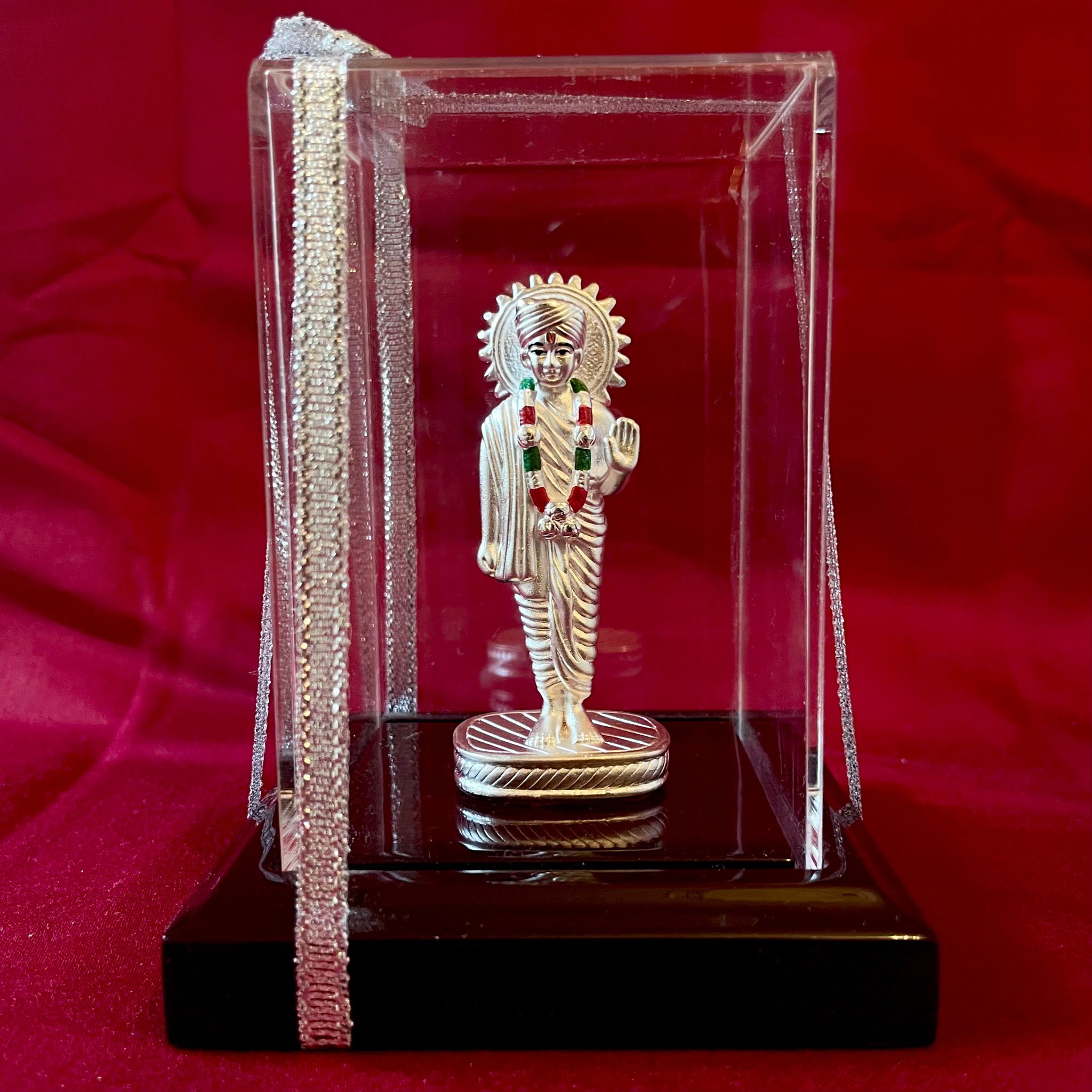 999 Pure Silver Square Swami Narayanan Idol for Home Altar - Auspicious Hindu Deity Statue for Pooja Room & Spiritual Decor