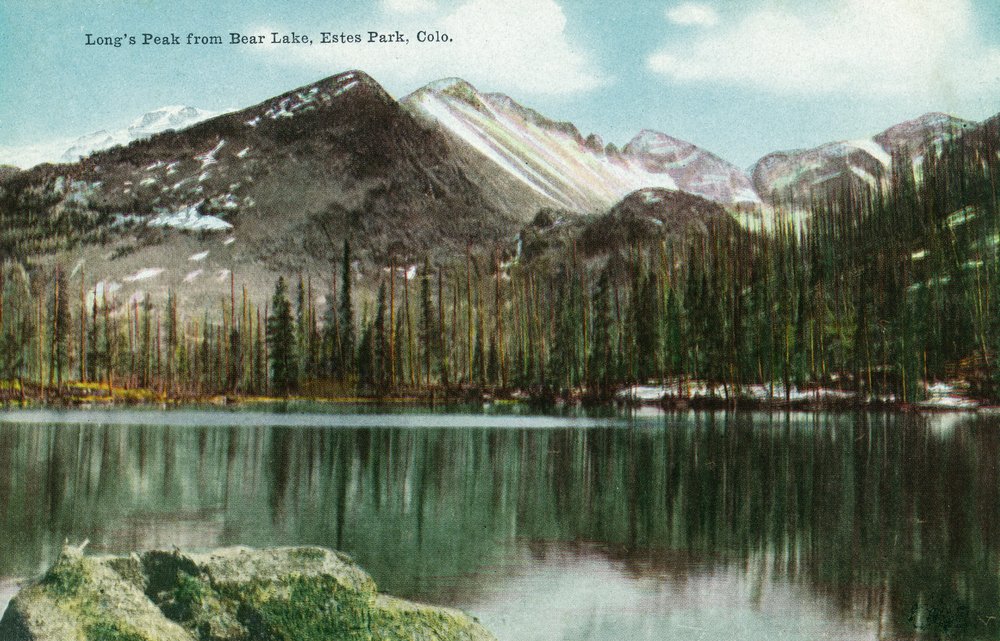 Vintage Rocky Mountain National Park Poster - Bear Lake View of Long's Peak, Estes Park (24x36 Signed Art Print, Wall Decor) - Perfect for Home, Office & Cabin Decor