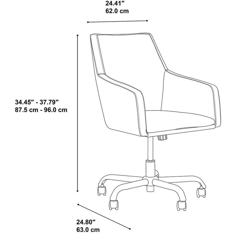 Bush Furniture Cabot Mid Back Leather Box Chair - White Office Chair for Home & Office, Ergonomic Desk Chair with Padded Seat & Back Support for Comfortable Working