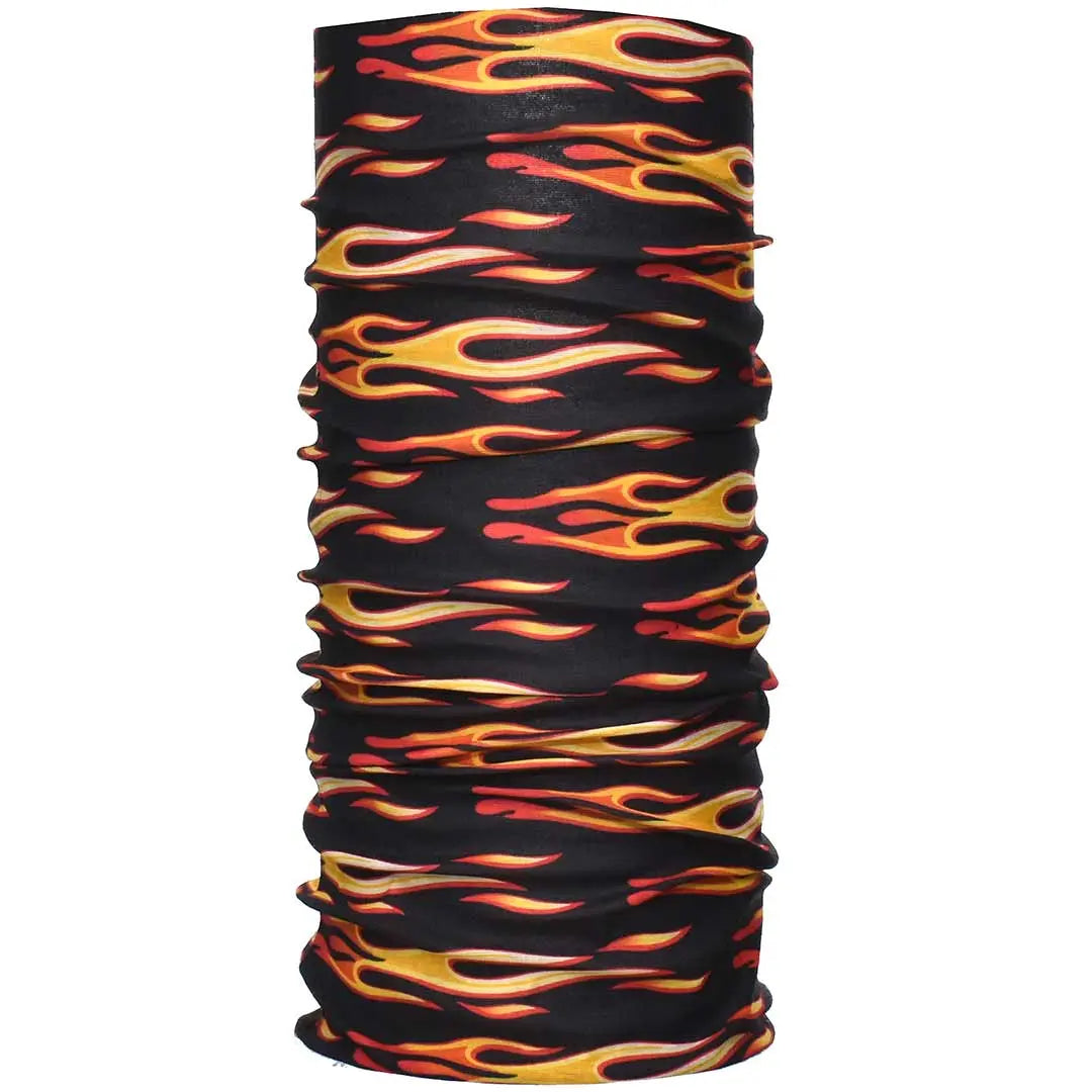 Active Tube Biker Flames Multifunctional Scarf - Convertible Neck Gaiter, Face Mask & Headband for Cycling, Motorcycling & Outdoor Adventures