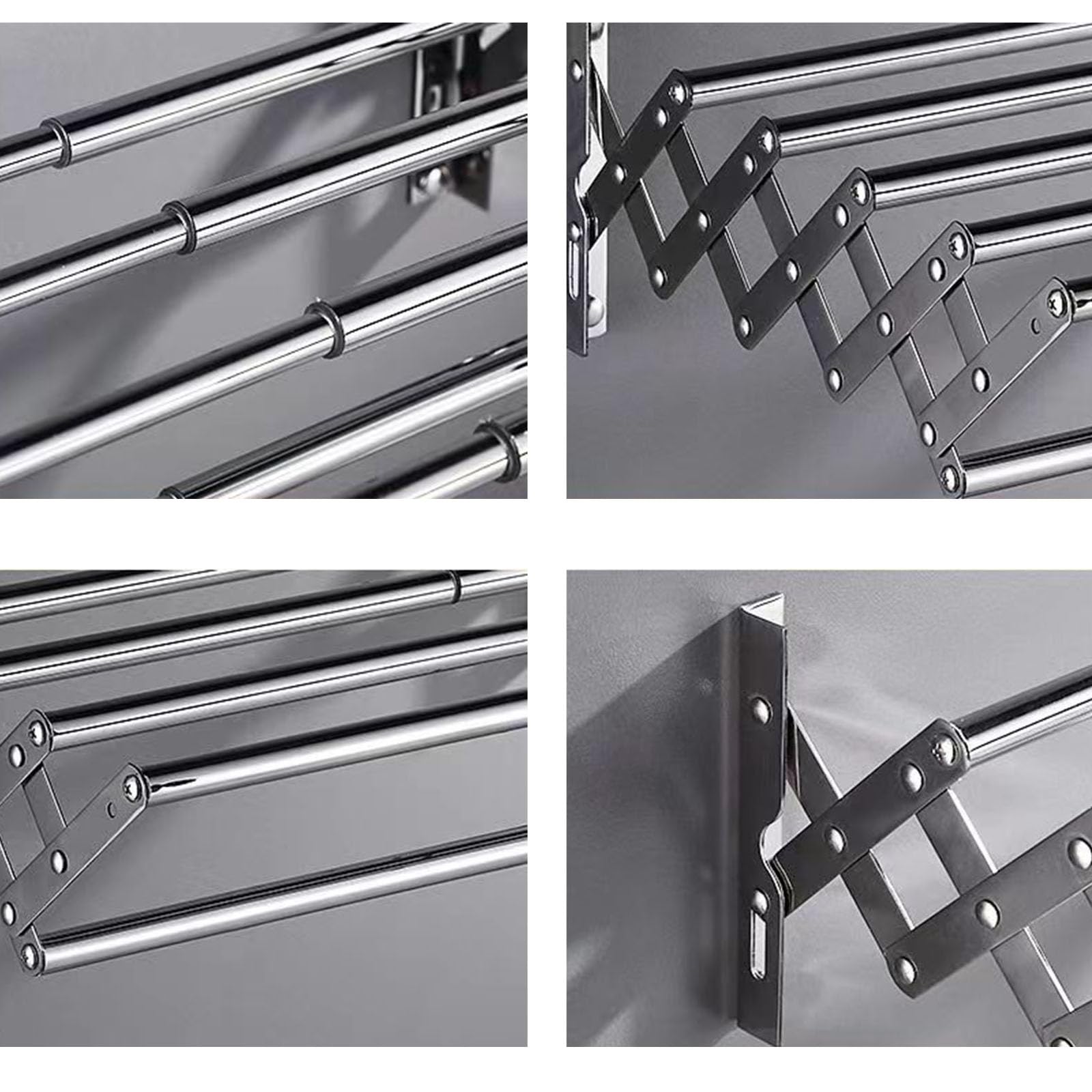 Stainless Steel Wall Mounted Folding Clothes Drying Rack - Retractable Space Saving Laundry Hanger for Small Apartments, Balcony & Bathroom - Perfect for Drying Clothes, Towels & Delicates