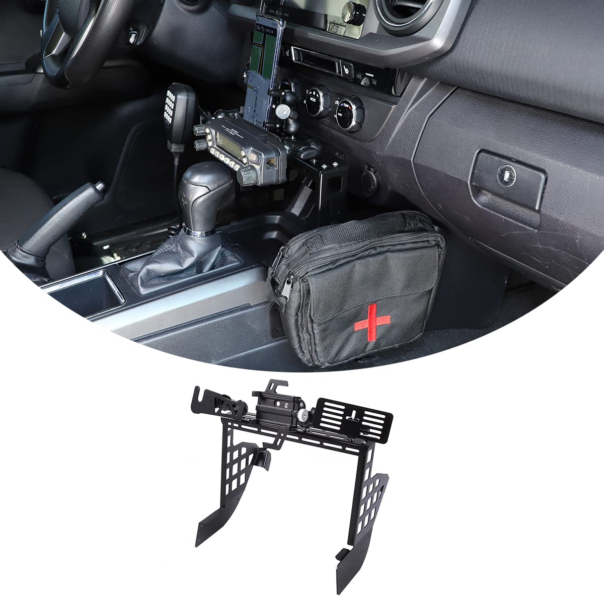 Universal Car Phone Mount for Toyota Tacoma 2016-2022 - Multi-Function Dashboard Holder with Walkie Talkie Bracket & Phone Stand - Perfect for Off-Roading, Camping & Work Trucks