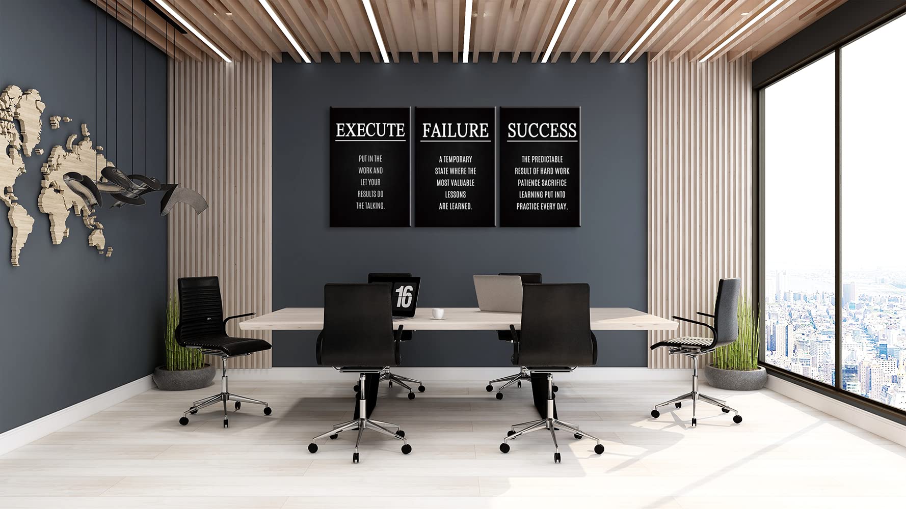 3 Piece Motivational Wall Art Set - Inspirational Quote Posters for Office & Home Decor (24x36 Inch) - Perfect for Workspace, Living Room & Gym Motivation