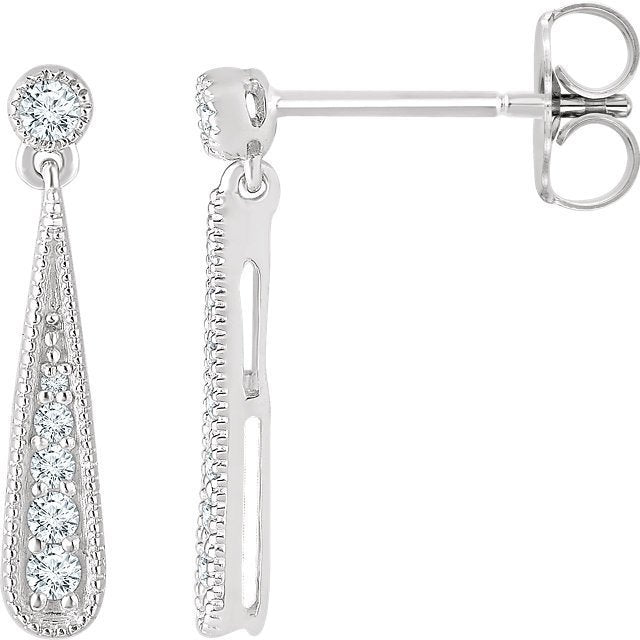 14KT Gold 1/6 CTW Diamond Teardrop Earrings for Women - Elegant Dangle Drop Earrings for Wedding, Party & Special Occasions