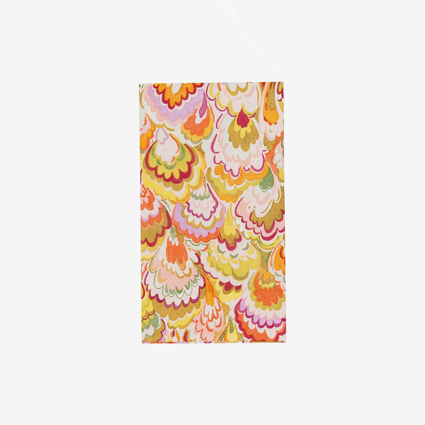 Caspari Marbled Ceramica Raspberry & Chartreuse Napkins - Elegant Dinner Party, Wedding, and Holiday Table Decor