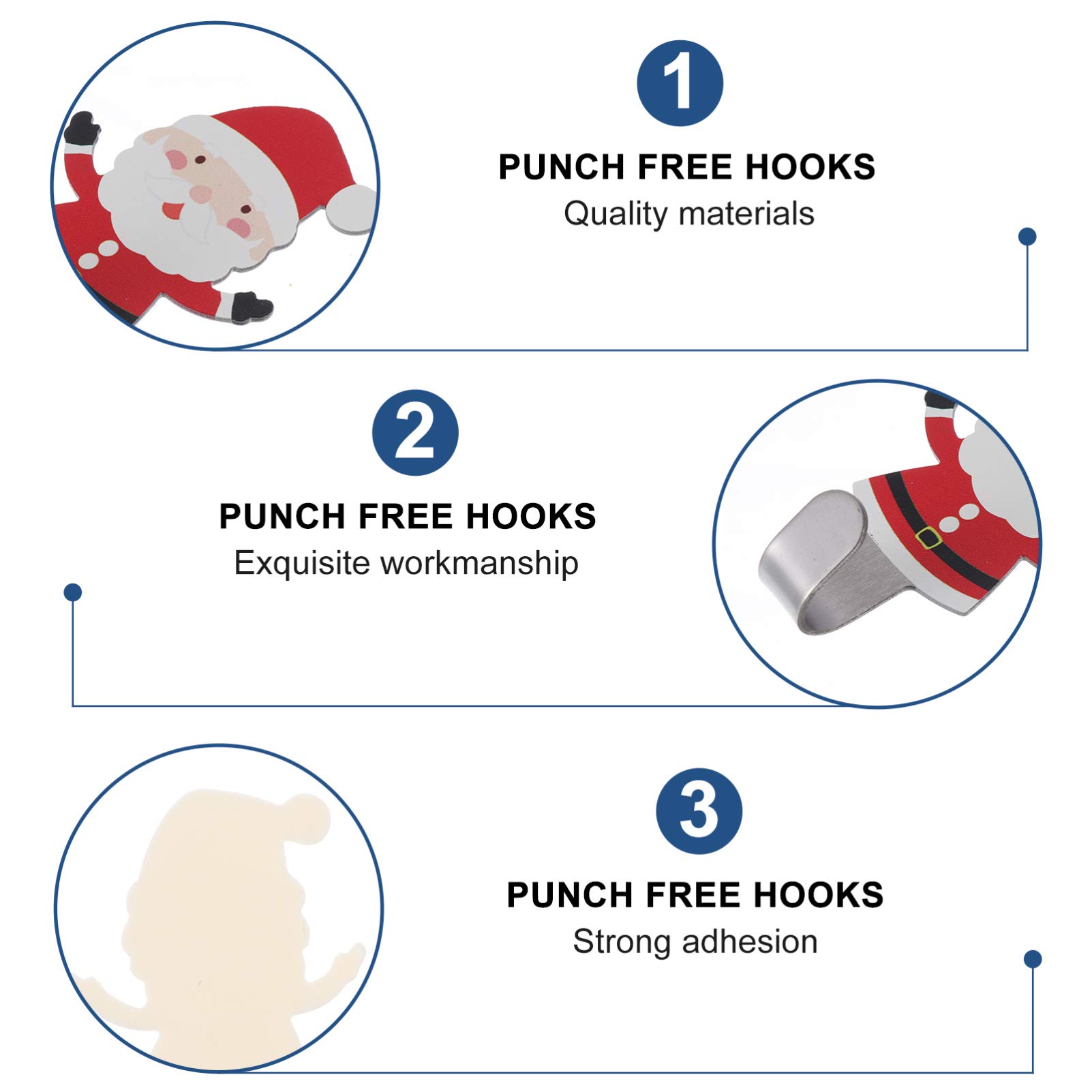 4-Pack Christmas Wall Hooks - Adhesive Mount Hangers for Bathroom, Kitchen, Bedroom - Strong Hold Hooks for Towels, Robes, Decorations & Holiday Ornaments - Perfect for Home Organization & Seasonal Decor