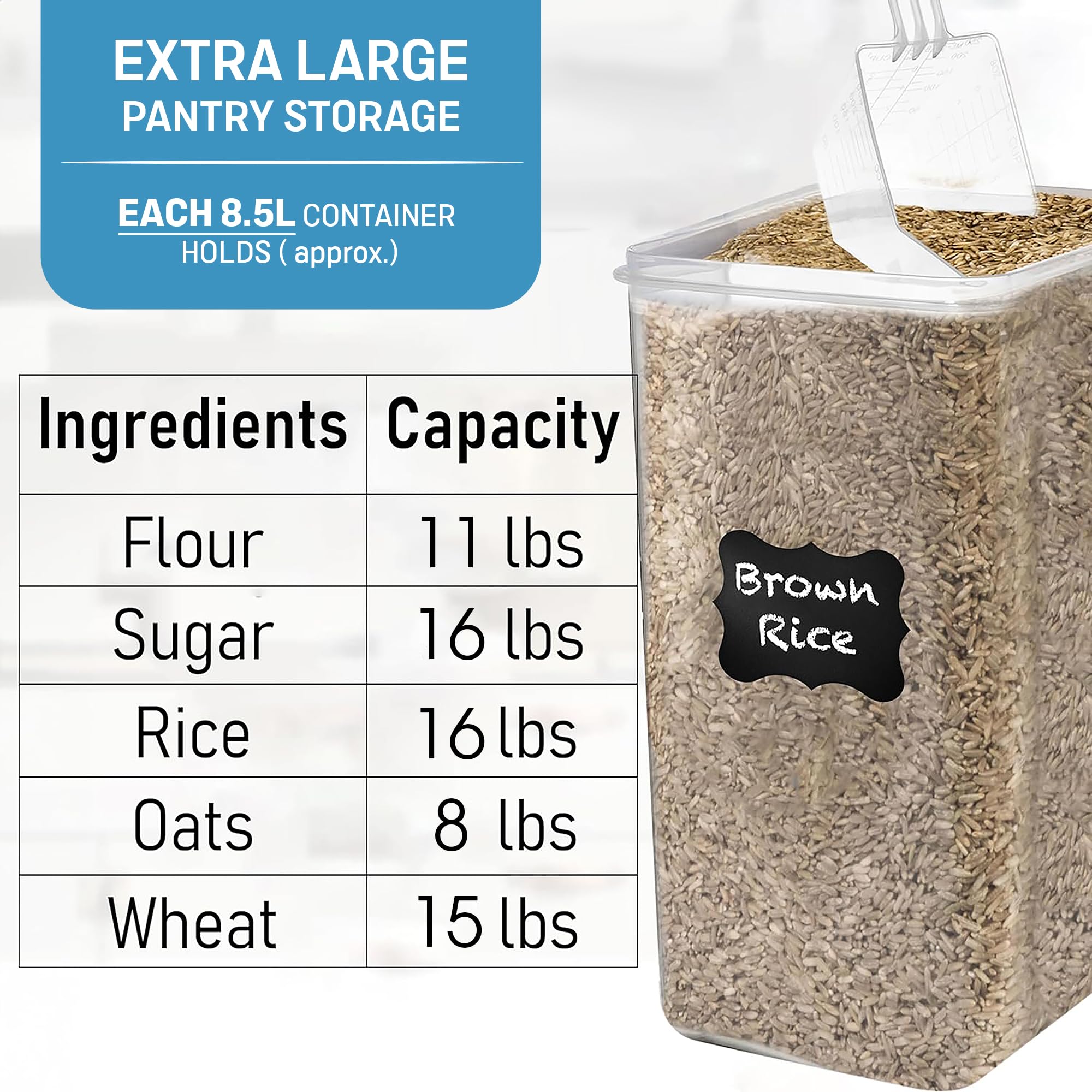 2-Pack 8.5L (287 Oz) Extra Large Airtight Food Storage Containers with Lids - BPA Free Kitchen & Pantry Organization for Baking Supplies, Cereal, Flour, Sugar, Rice | Perfect for Bulk Food Storage, Meal Prep & Kitchen Organization