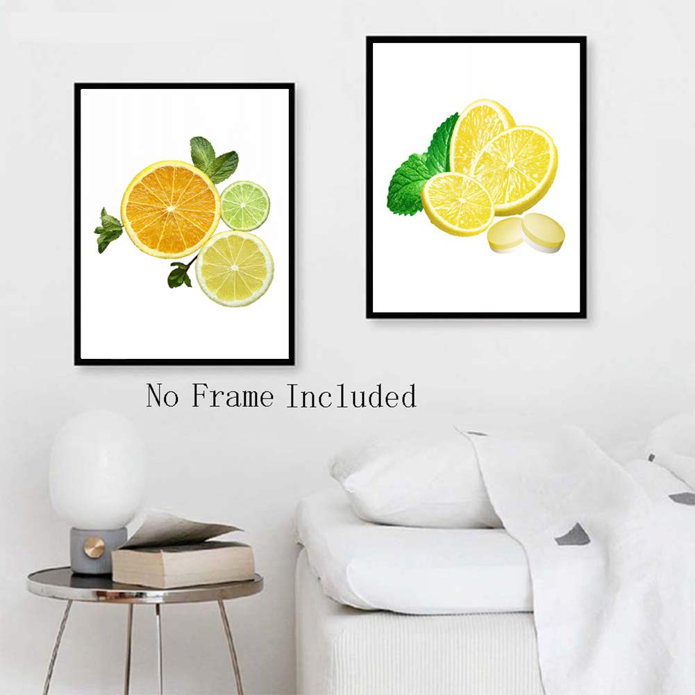 TANXM 4 Lemon Art Prints - Kitchen & Restaurant Wall Decor 8x10