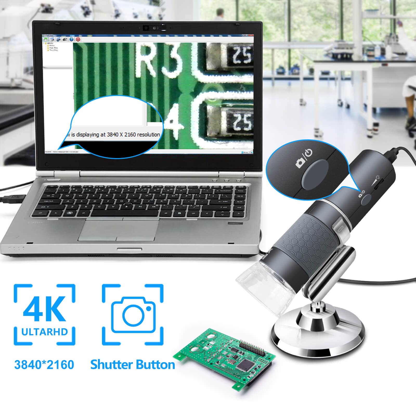 4K WiFi Digital Microscope 50-1000X Magnification - Wireless USB Microscope Camera Compatible with iPhone, Android, PC, iPad, Mac, Linux | Perfect for Coin Collecting, Jewelry Inspection, PCB Repair & Science Education