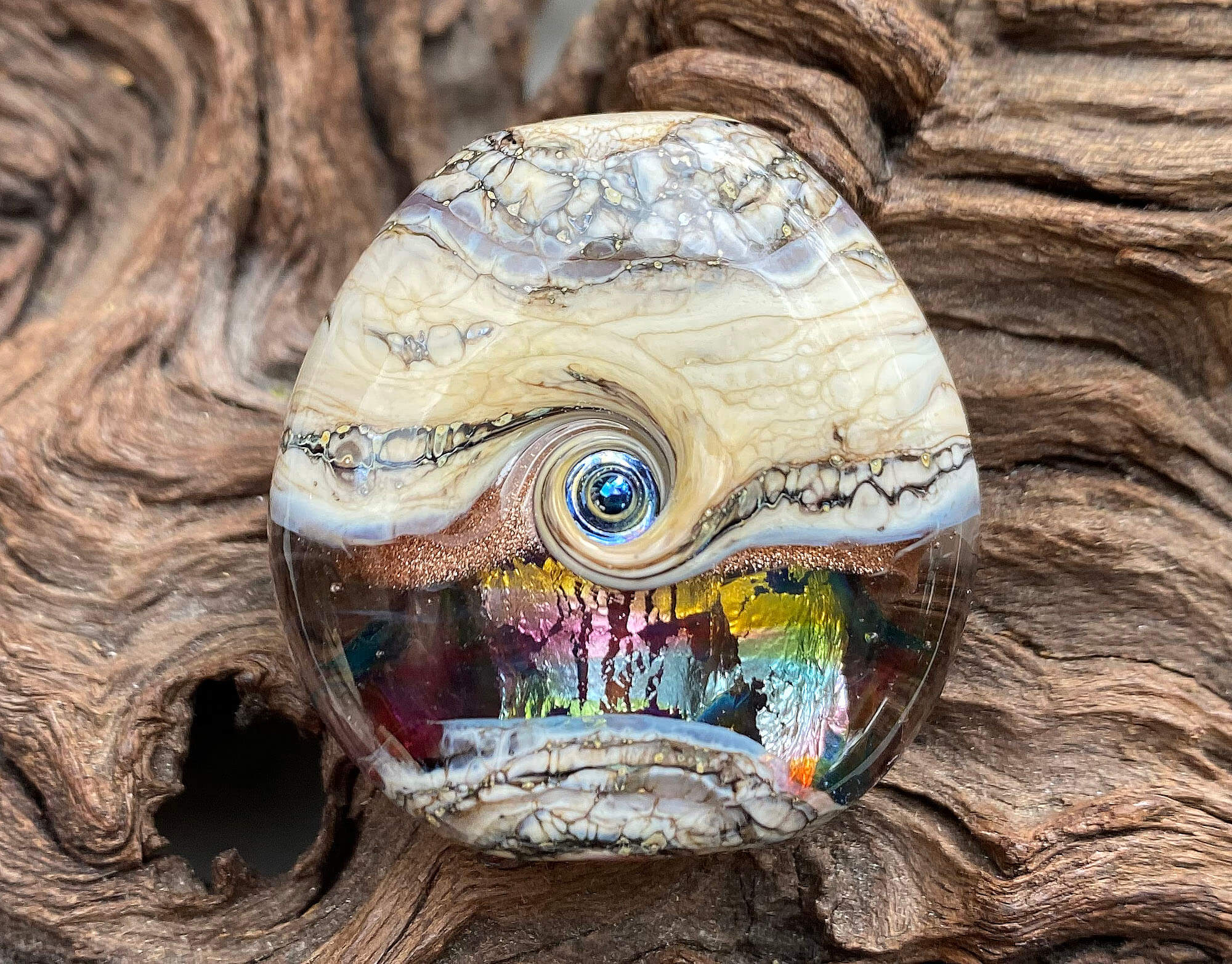 Pastel Silver Organic Lampwork Focal Bead SRA - Handmade Glass Bead for Jewelry Making, DIY Crafts & Beading Projects - Perfect for Necklaces, Bracelets & Earrings