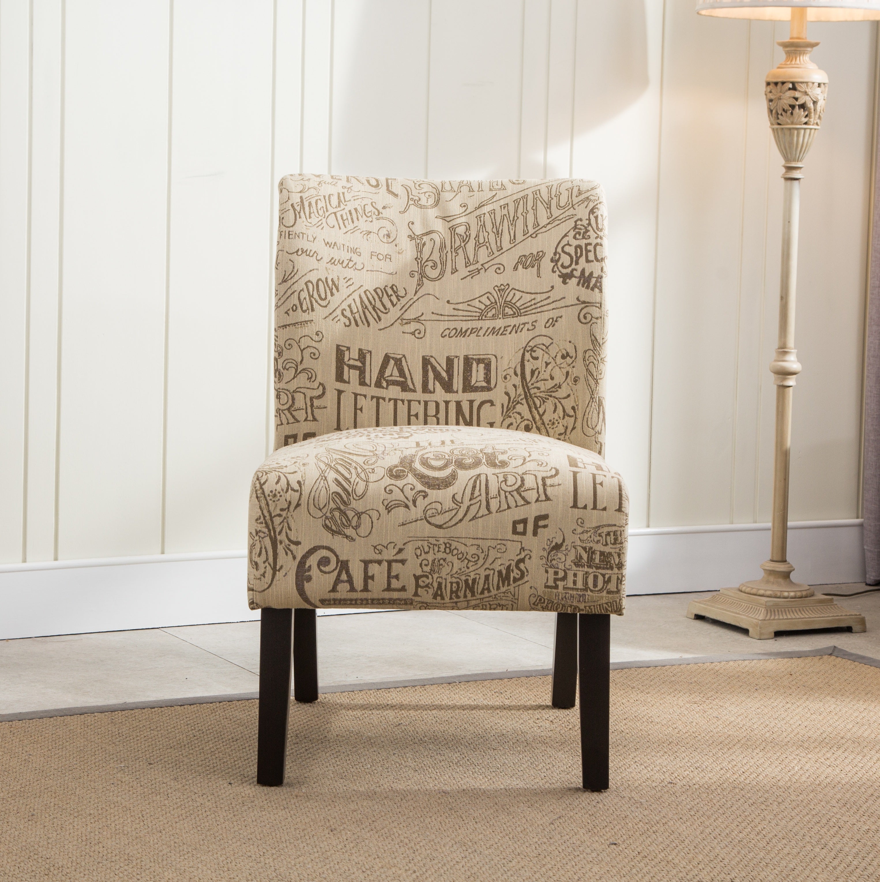 Modern Capa Fabric Armless Accent Chair by Roundhill Furniture - Stylish Contemporary Living Room Seating for Home Office, Lounge & Reading Nook