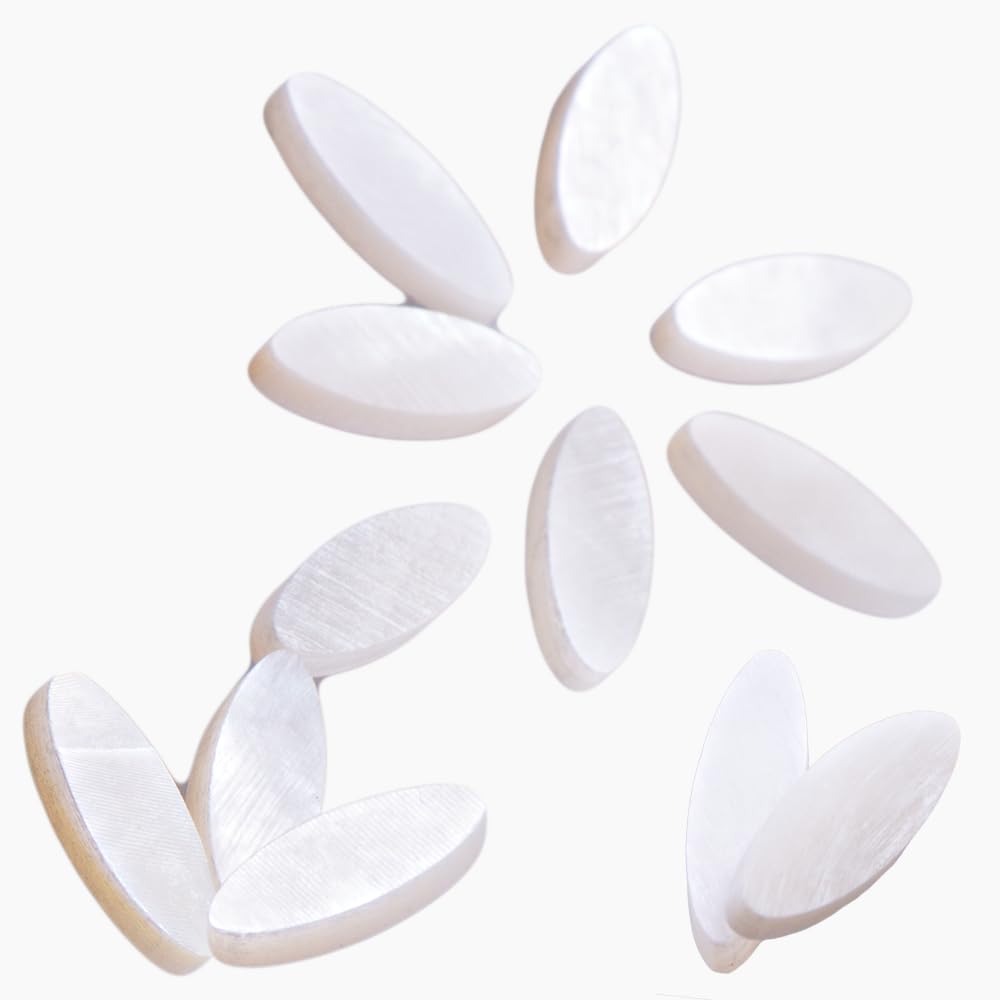 Premium White Pearl Oblay Inlay Dots for Guitar Fingerboard - Pack of 10 | Perfect for DIY Guitar Repair, Customization & Luthier Projects