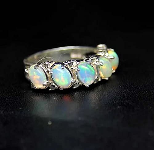 Ethiopian Opal Ring 925 Sterling Silver - Natural Oval Opal Gemstone Jewelry - October Birthstone Ring for Women - Dainty & Elegant Ring for Everyday Wear, Gift Giving & Special Occasions