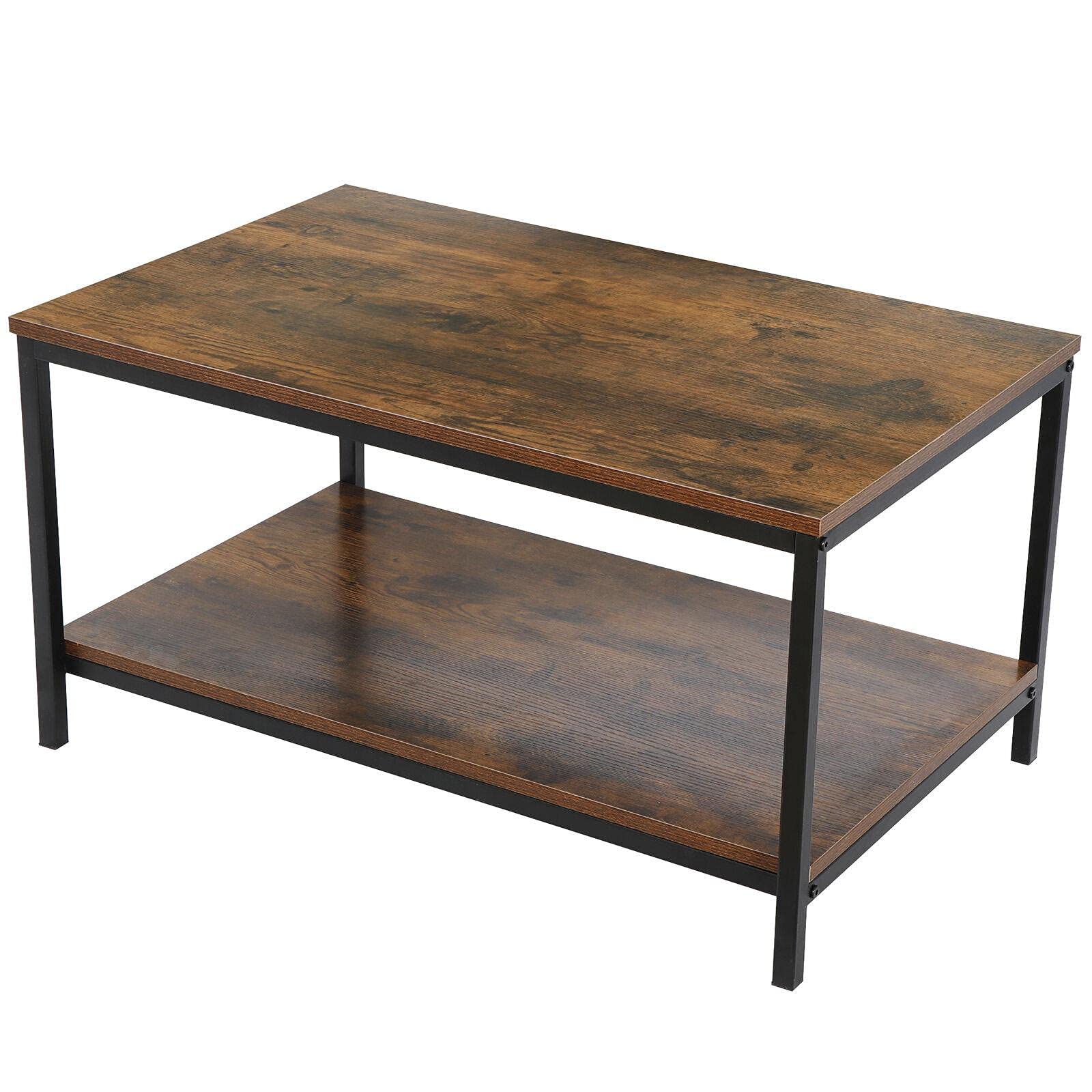 Wooden Coffee Table with Storage Shelf - 31 Inch Durable Office & Computer Desk, Gaming Desk with Drawers for Home Office, Small Space & Corner Use - Perfect for Work, Study & Entertainment