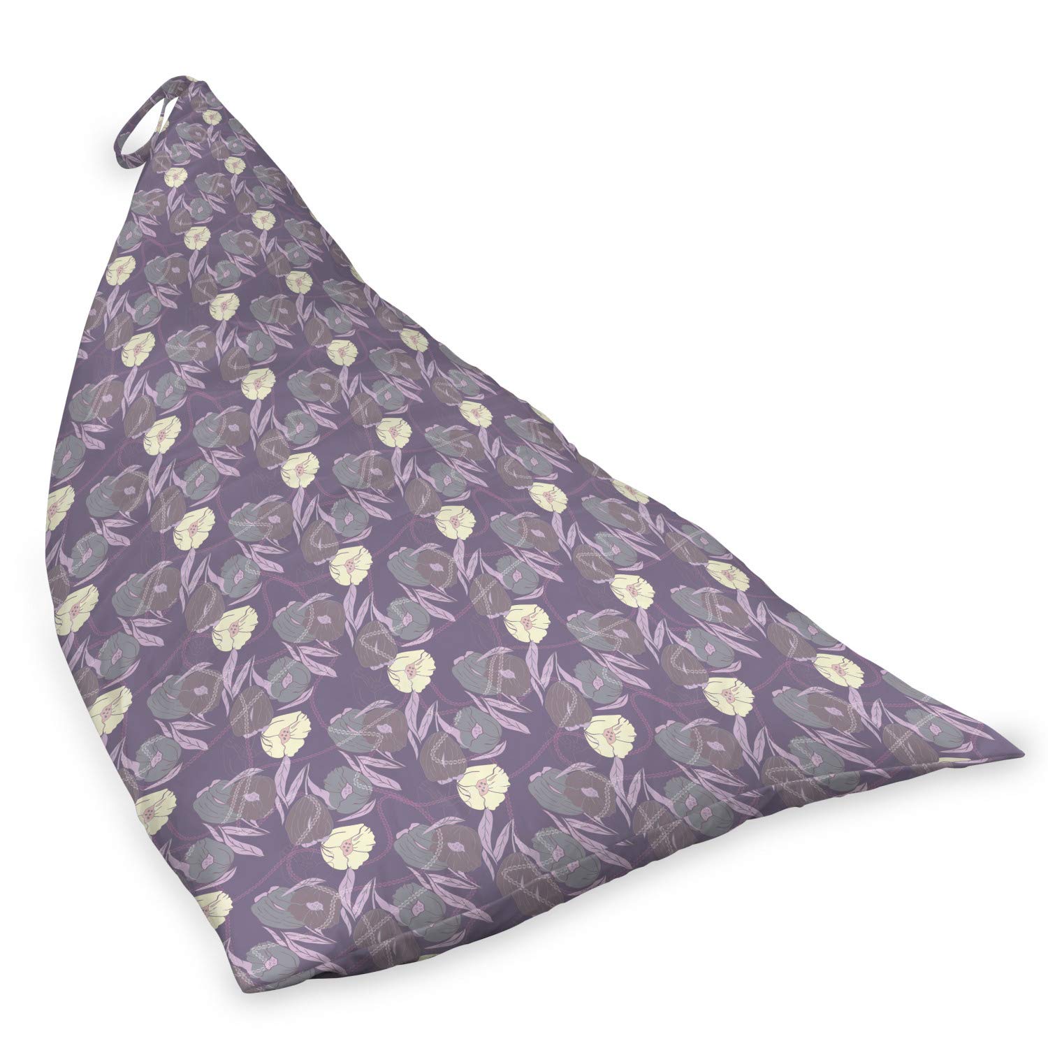 Ambesonne Floral Lounger Chair Bag - Large Capacity Storage with Handle - Botanical Abstract Poppies & Tulips Design - Pale Purple Cream - Perfect for Patio, Beach, Camping & Outdoor Relaxation
