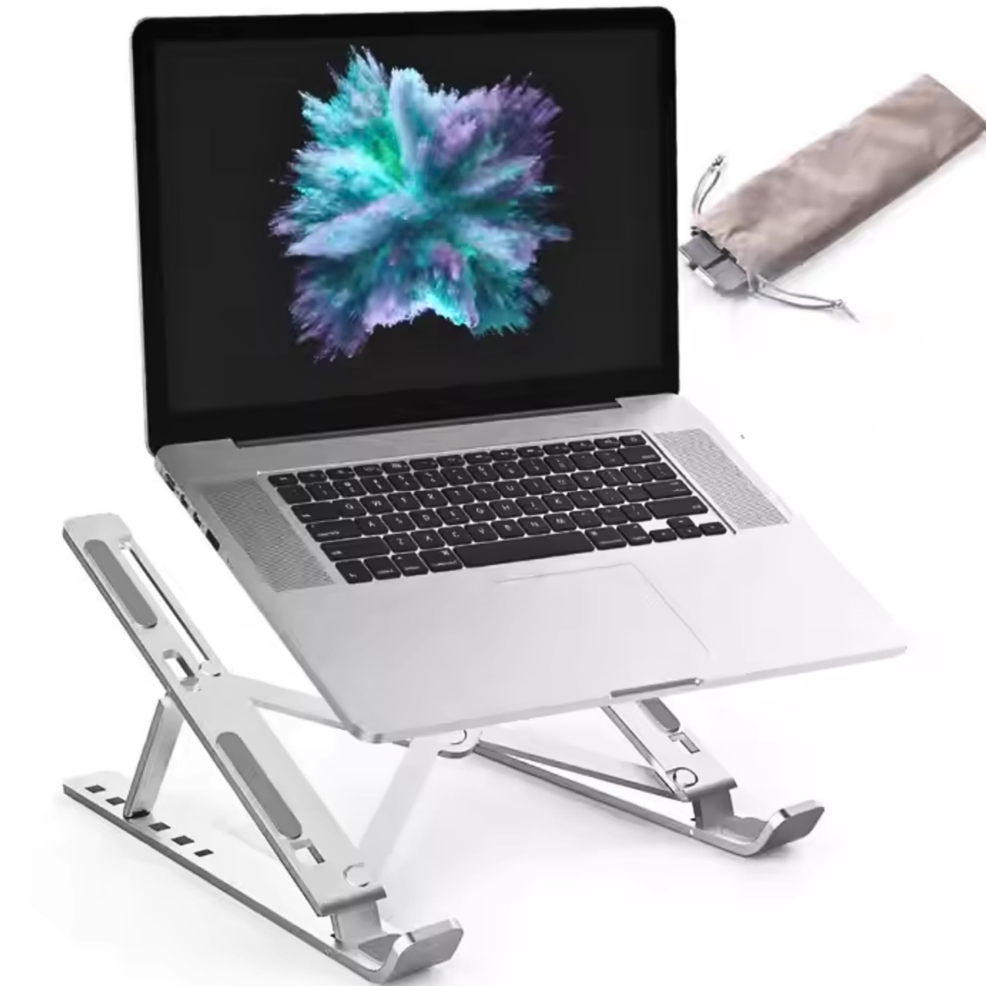 Foldable Adjustable Ergonomic Aluminum Laptop Stand - Portable Notebook & Tablet Holder for 10-15.6