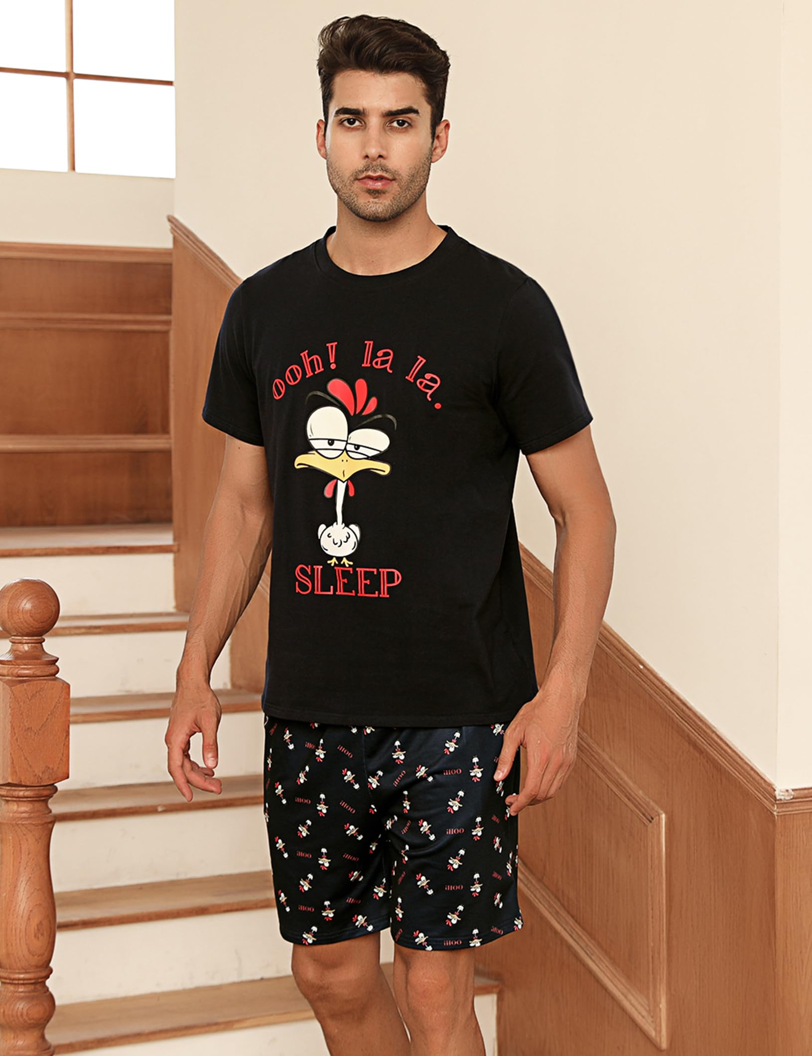 **Men's Cotton Pajama Set - Soft V-Neck Sleepwear with Pockets for Lounge & Relaxation at Home**
