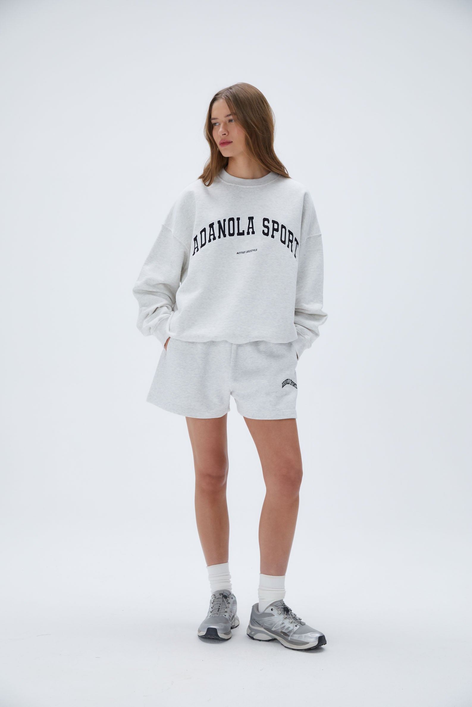 AS Oversized Sweatshirt for Women - Light Grey Melange Cotton Blend Pullover | Cozy Lounge Wear, Casual Street Style, Fall Winter Fashion Outfit