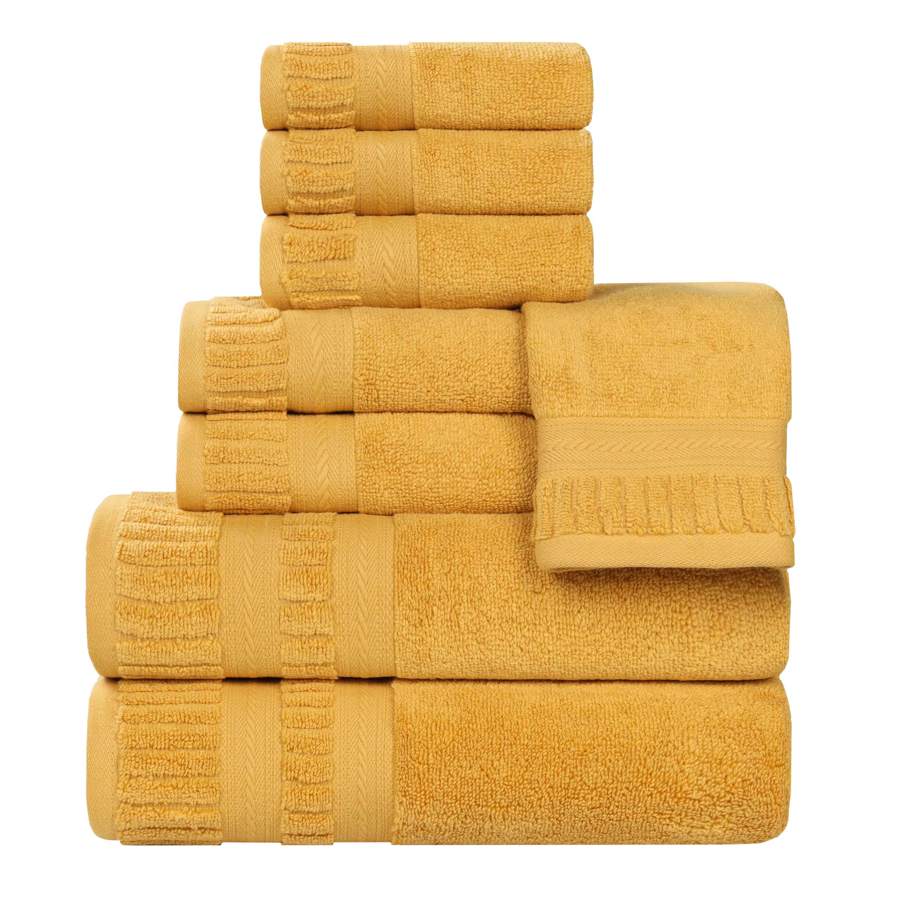 Venice Zero Twist Cotton Medium Weight Absorbent 8-Piece Bath Towel Set | Soft & Quick-Drying for Bathroom, Spa & Gym Use