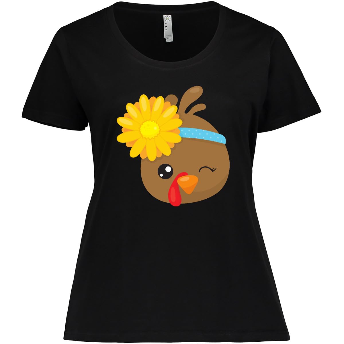Inktastic Cute Brown Turkey Women's Plus Size T-Shirt - Soft & Comfortable Thanksgiving Holiday Tee for Casual Wear & Family Gatherings