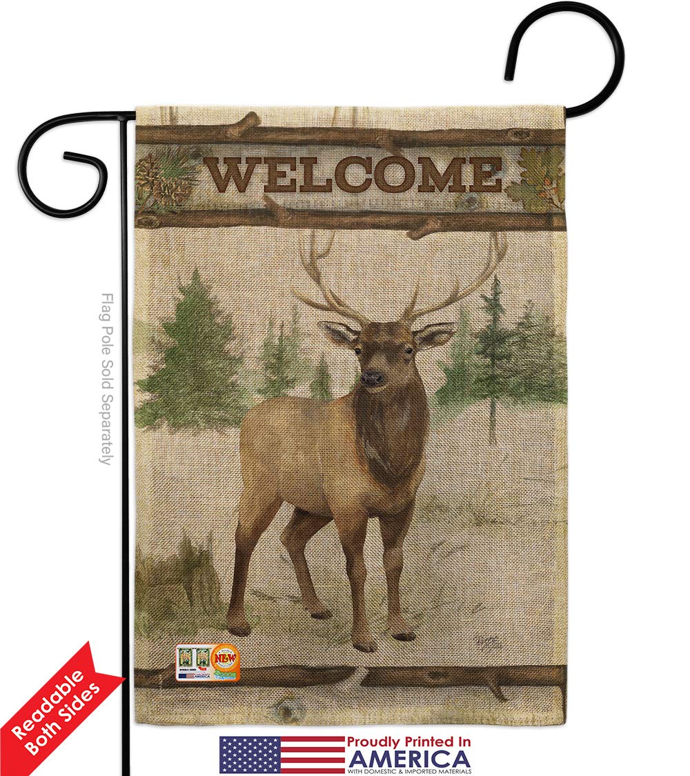 Deer Burlap Garden Flag Set - Double-Sided Wildlife Decor for Yard & House