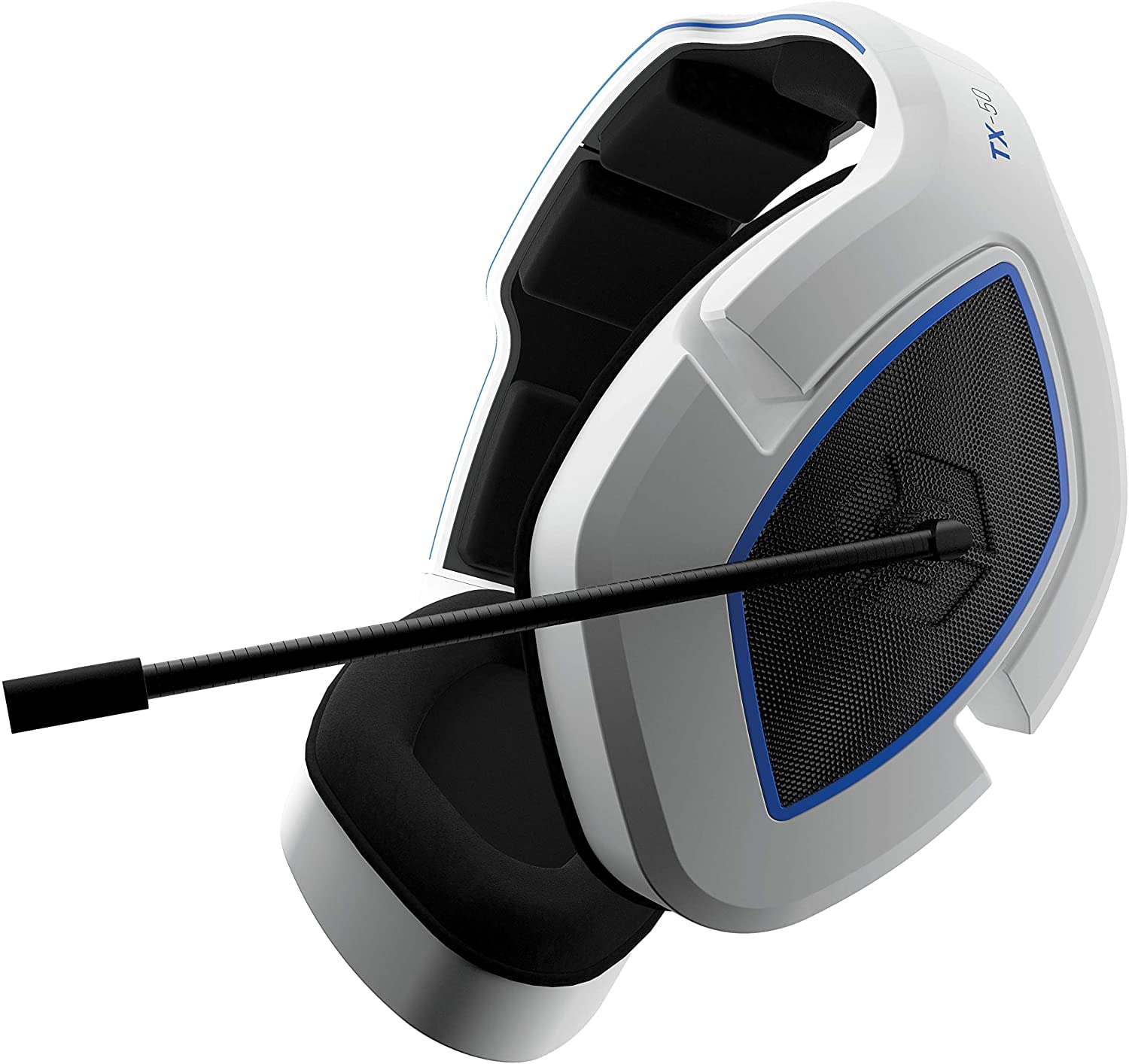 Gioteck TX-50 Wired Stereo Gaming Headset for PS5 - White & Blue - Noise Cancelling Mic, Comfortable Ear Cushions - Perfect for Competitive Gaming & Late Night Sessions