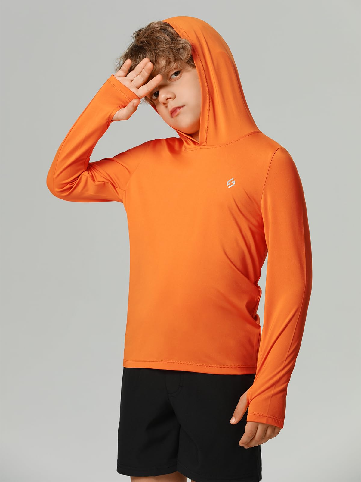 HODOSPORTS UPF 50+ Boys Long Sleeve Rash Guard Swim Shirt - Sun Protective Hooded Swimwear for Kids, Perfect for Swimming, Hiking, Beach & Outdoor Water Activities