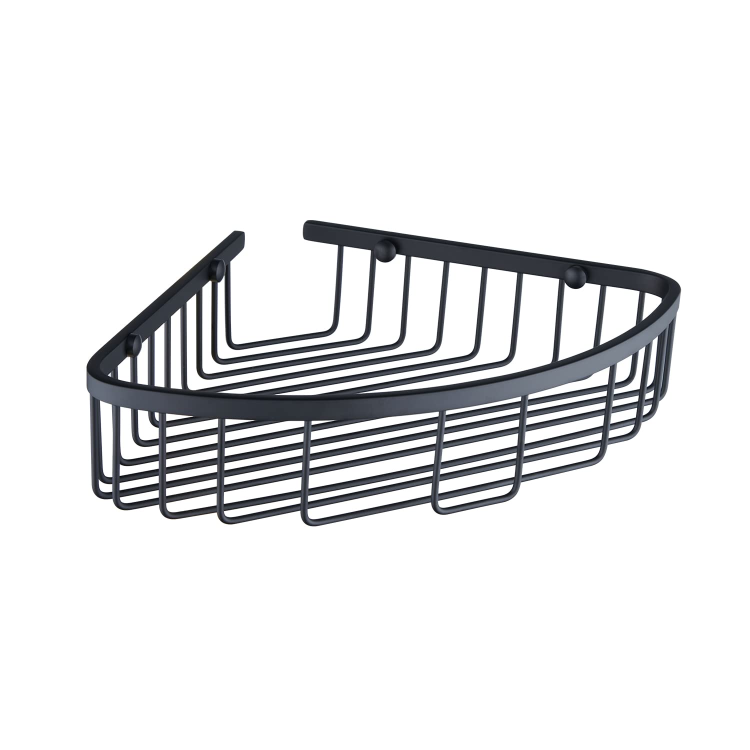 Stainless Steel Corner Shower Caddy - Rust-Proof Bathroom Organizer with Hollow Design | Wall Mounted Shampoo Holder & Storage Shelf for Shower Essentials | Matte Black Finish for Modern Bathrooms