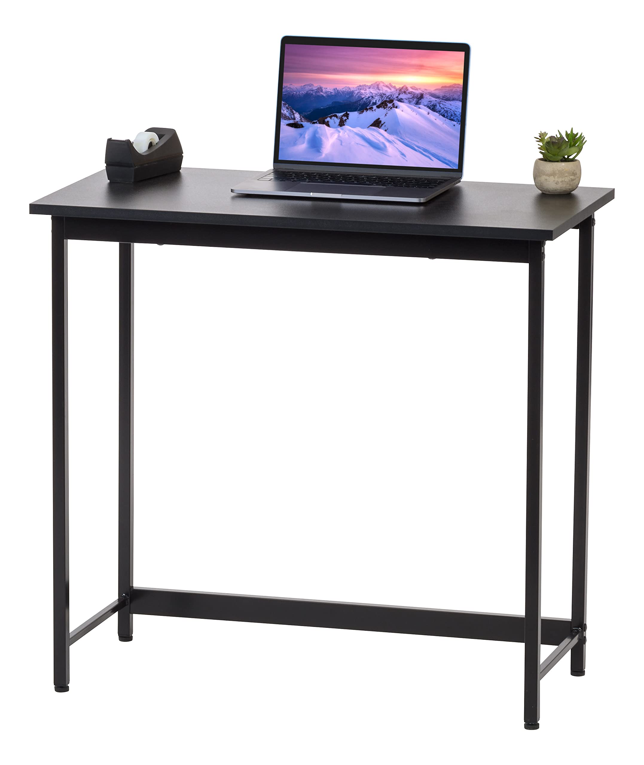 IRIS USA 32 Inch Modern Laptop Desk for Small Spaces - Compact Home Office & Gaming Desk with Scratch-Resistant Surface - Easy to Assemble Black Computer Table for Bedroom, Dorm, Apartment & Office Use