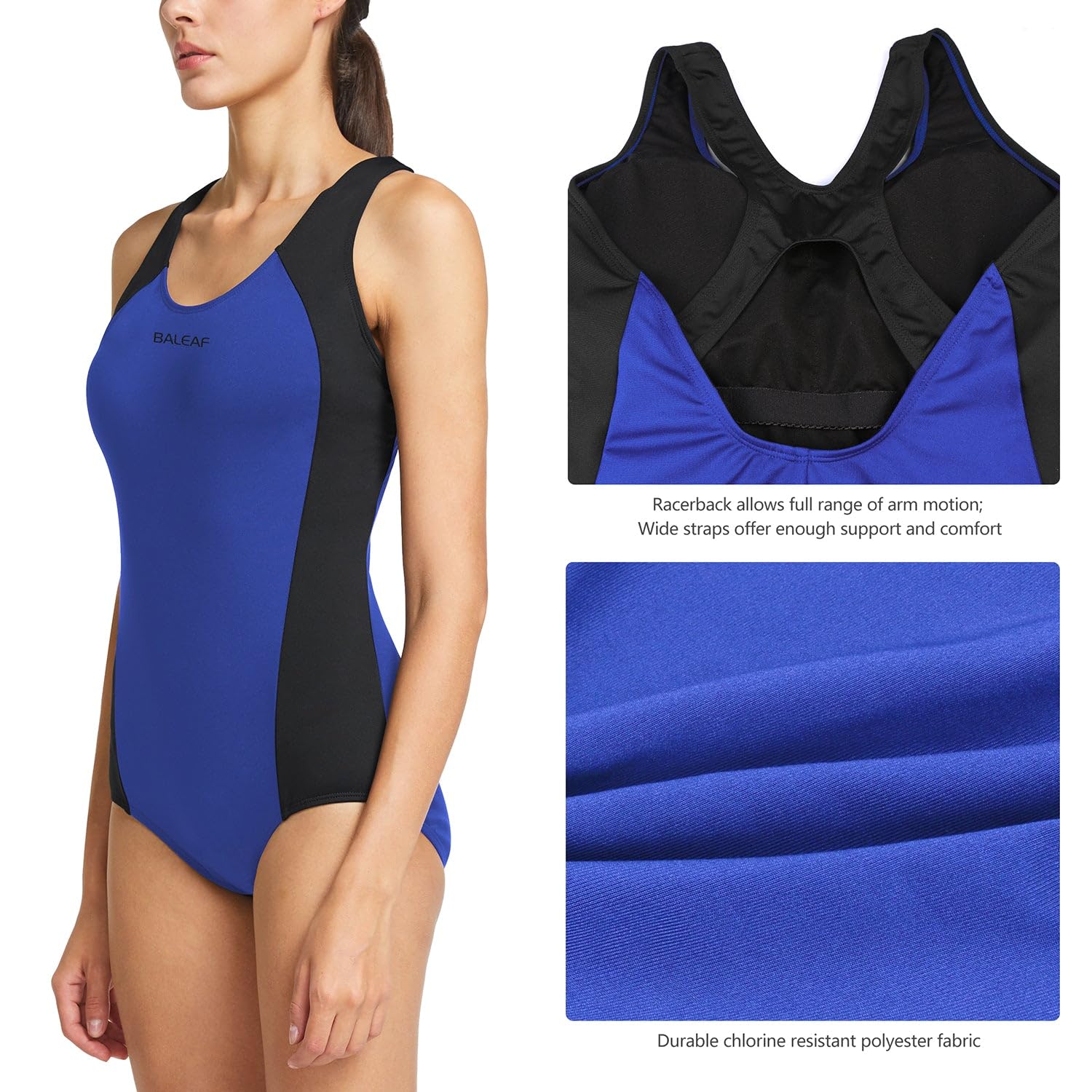 BALEAF Women's Racerback Athletic One Piece Swimsuit - Modest Swimwear for Swimming, Surfing & Beach Activities | Quick-Dry & Comfortable Workout Bathing Suit