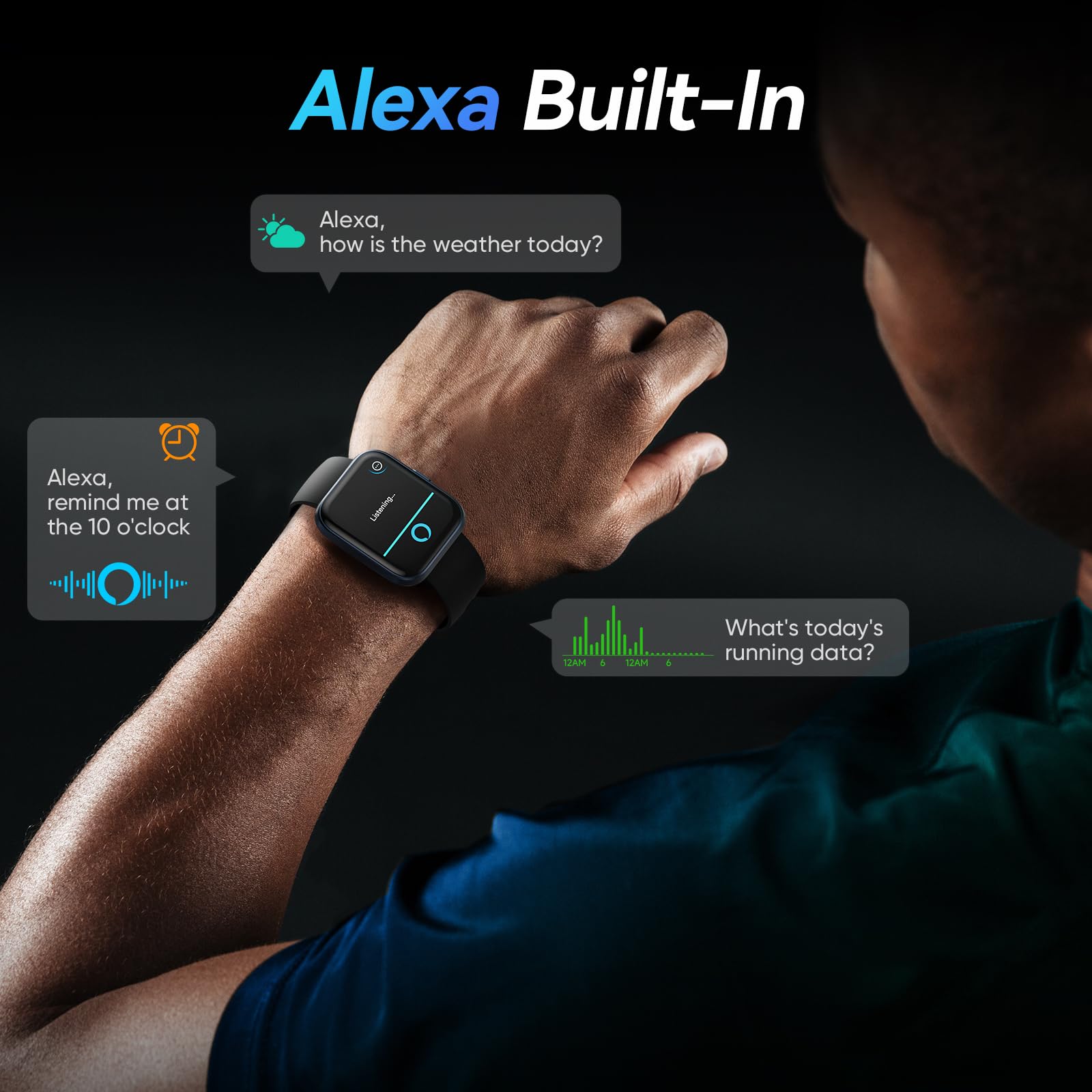 Fitpolo W208 Plus Smart Watch for Women - Fitness Tracker with Heart Rate Monitor, Sleep Tracking, Waterproof, Compatible with Android & iPhone (Black + Light Blue) - Perfect for Workouts, Running & Daily Activity Tracking