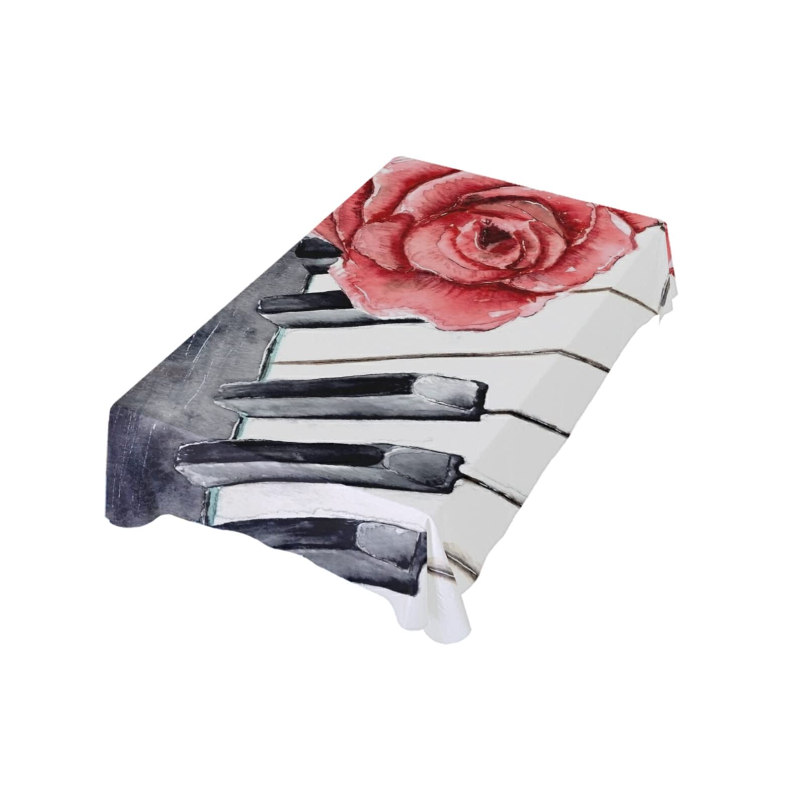 ALAZA 60 x 60 Inch Square Tablecloth - Elegant Red Rose Piano Print for Kitchen, Dining Room, Office Desk | Perfect for Dinner Parties, Home Decor & Workspace Styling