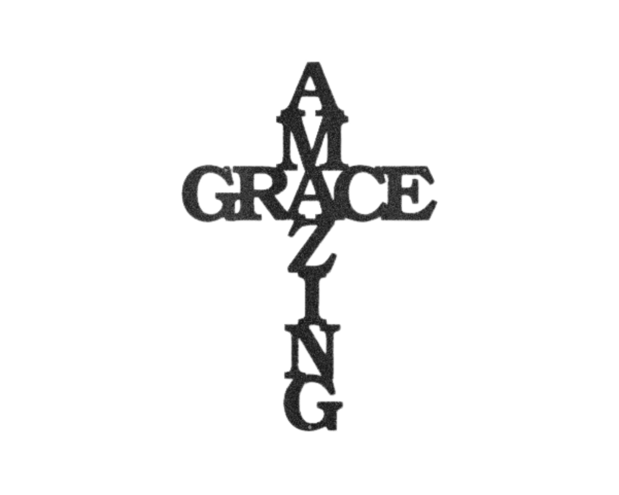 Amazing Grace Cross Metal Wall Art - Silver 30