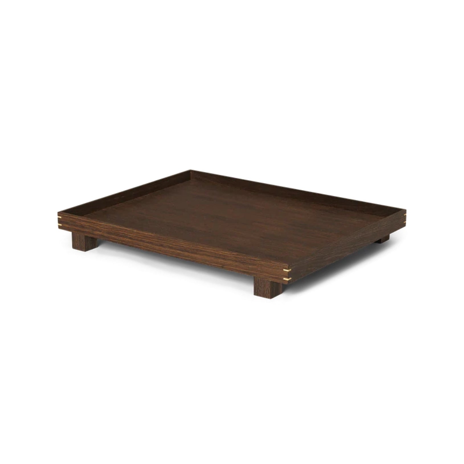 FERM LIVING Bon Wooden Tray - Large Smoked Oak Serving Tray for Dining, Kitchen & Home Decor | Rustic Wooden Charger for Coffee Table, Breakfast in Bed & Entertaining