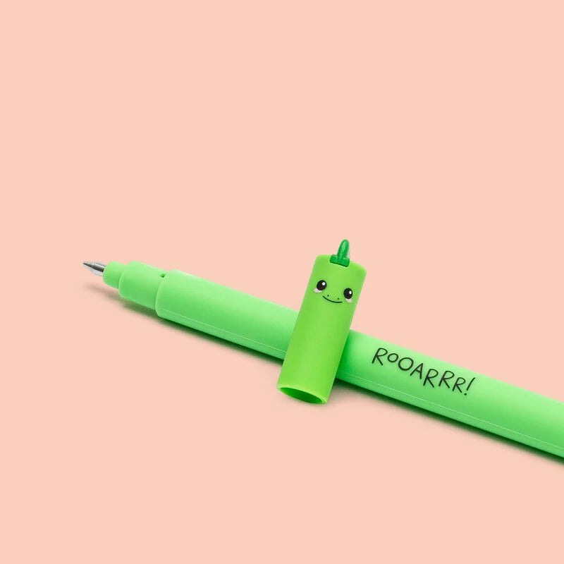 Legami Erasable Pen with Dinosaur Design - Green Ink for Smooth Writing - Perfect for School, Office & Note Taking