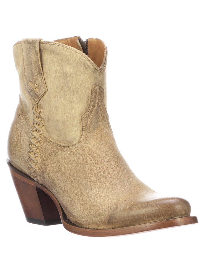 Lucchese M6006 Women's Avery Cross Stitch Bootie Pearl Bone - Stylish Western Booties for Casual Outfits & Country Events