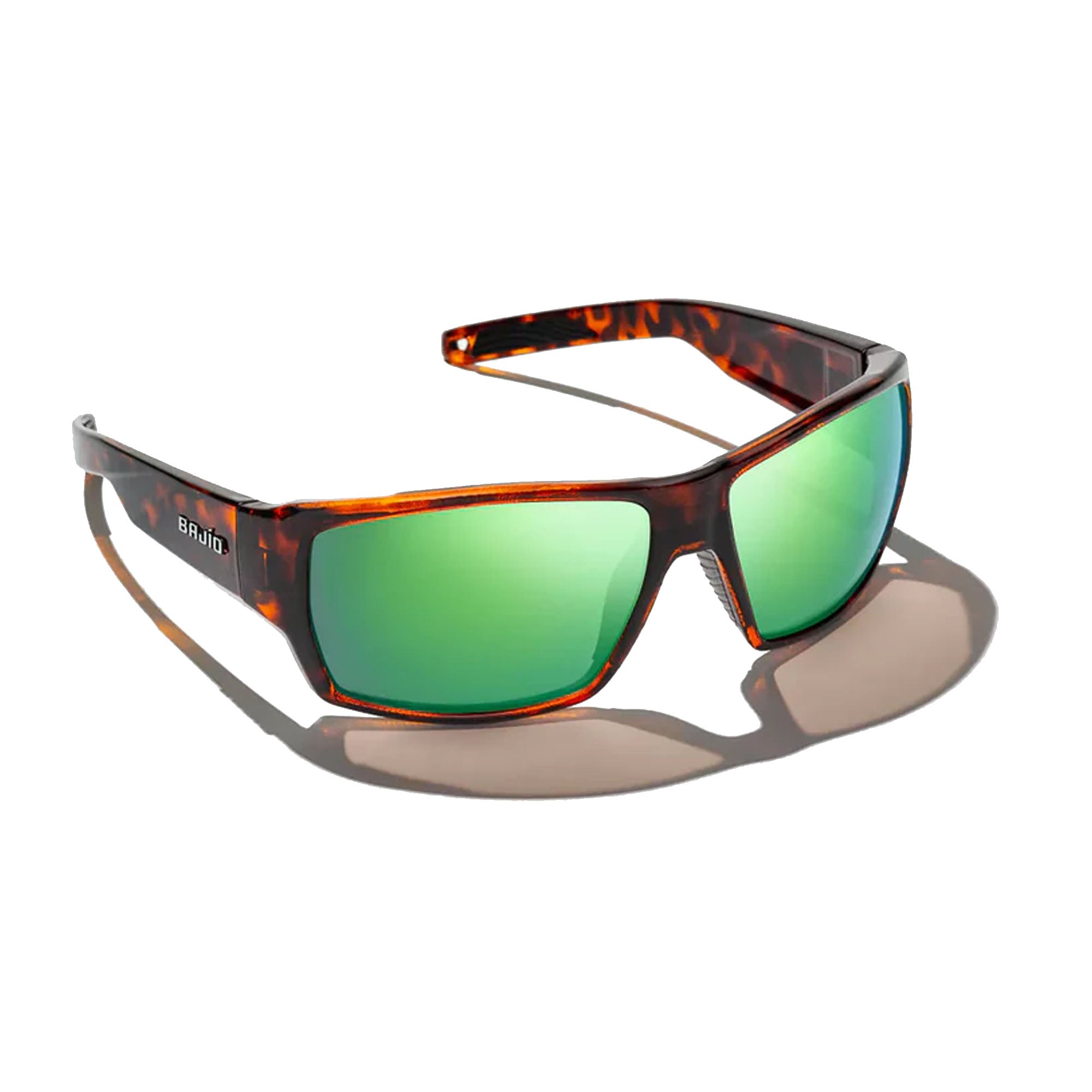 Bajio Vega Large Men's Sunglasses - Brown Tortoise Matte Frame with Green Mirror Polarized Lenses for Driving, Fishing & Outdoor Activities