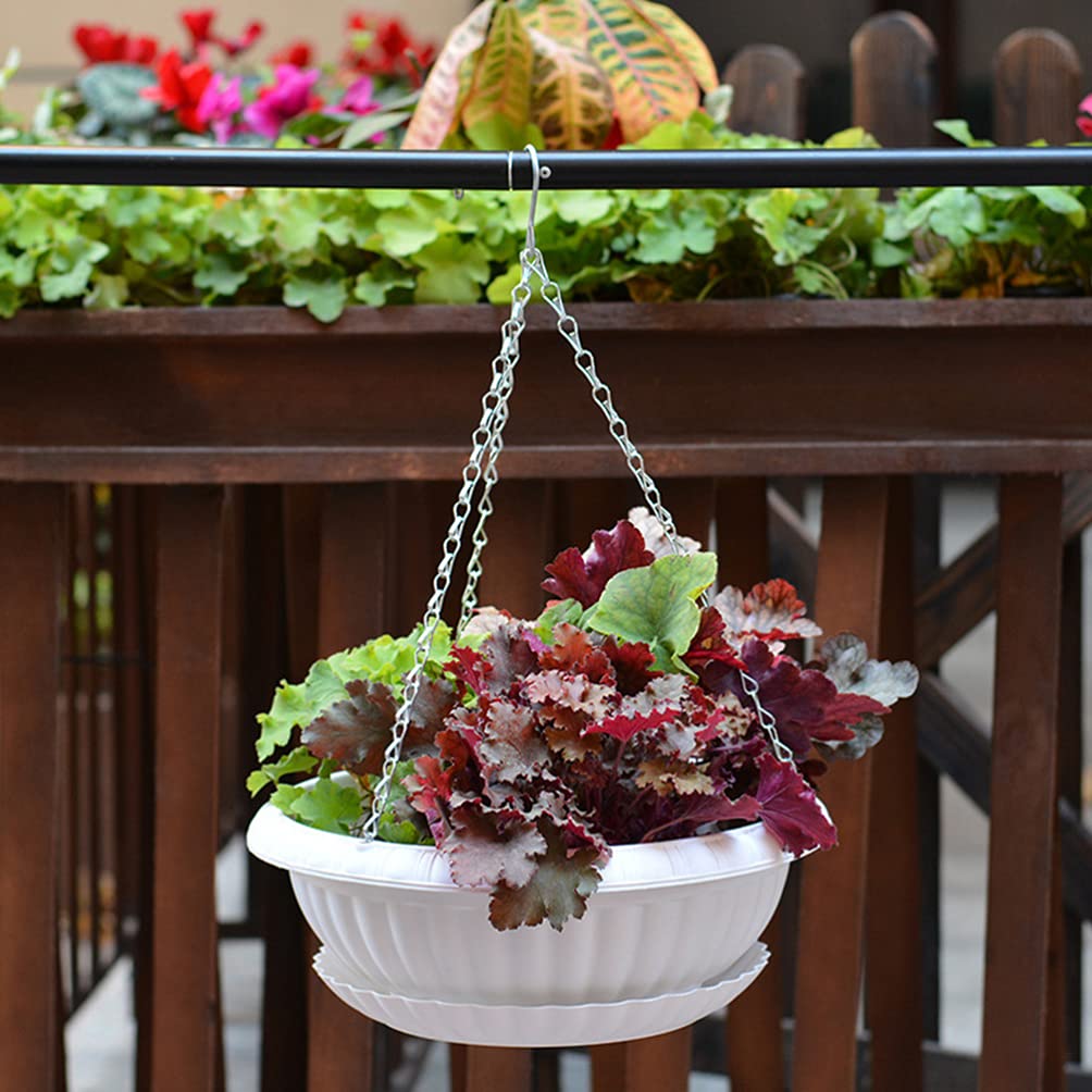 2-Pack Cabilock Hanging Flower Pots with Trays - Wall Mounted Planters for Indoor & Outdoor Decor, Balcony, Garden, and Patio Hanging Planter Set