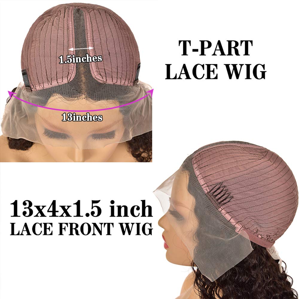 100% Unprocessed Virgin Water Wave Lace Front Wigs - T Part Human Hair Wigs Natural Black (16 Inch) for Everyday Wear, Cosplay & Special Occasions